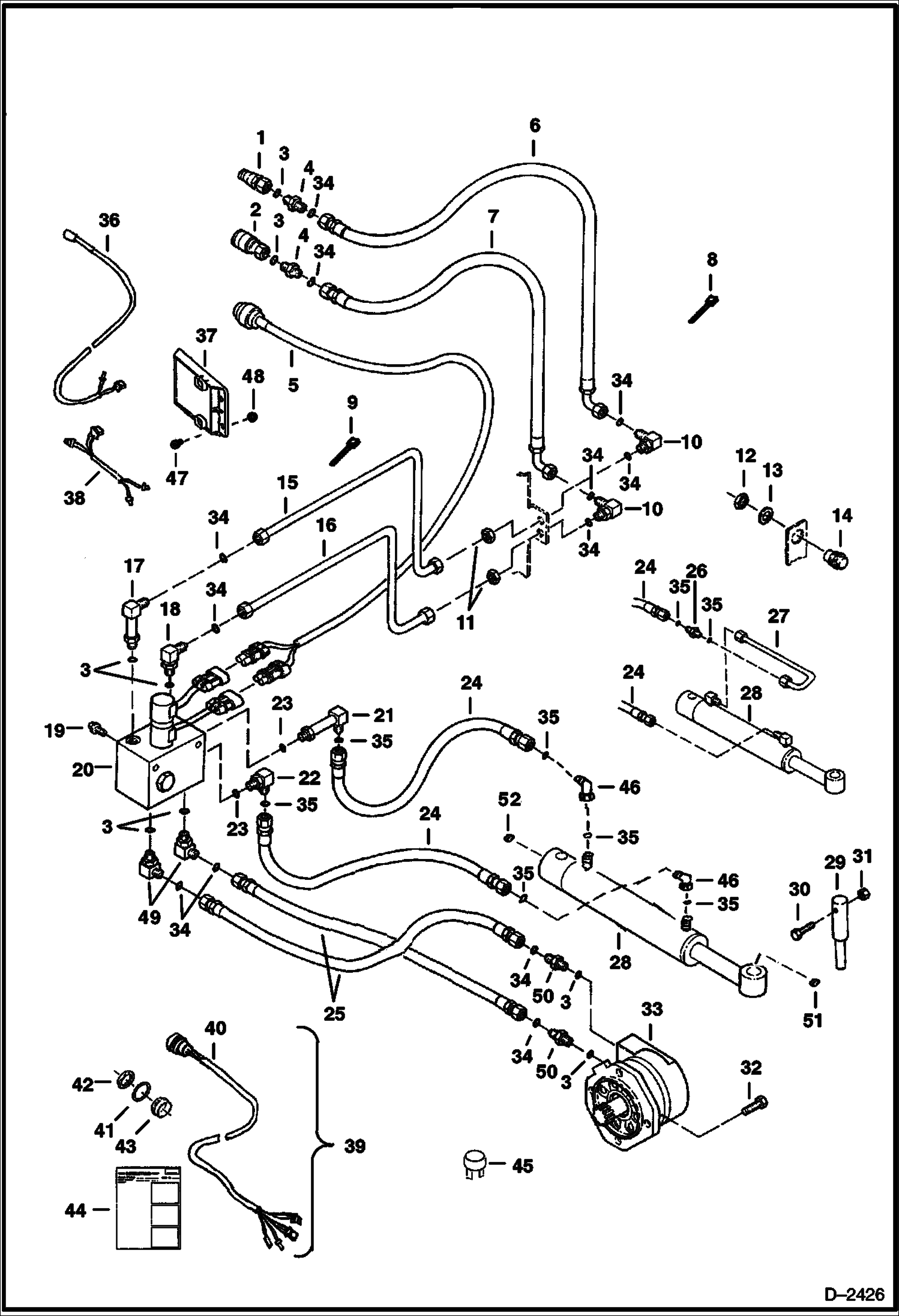 Схема запчастей Bobcat ANGLE BROOM - ANGLE BROOM (Hydraulic Circuitry) (68 2310, A5CD & 2313) (84 0550 & 2314) Loader