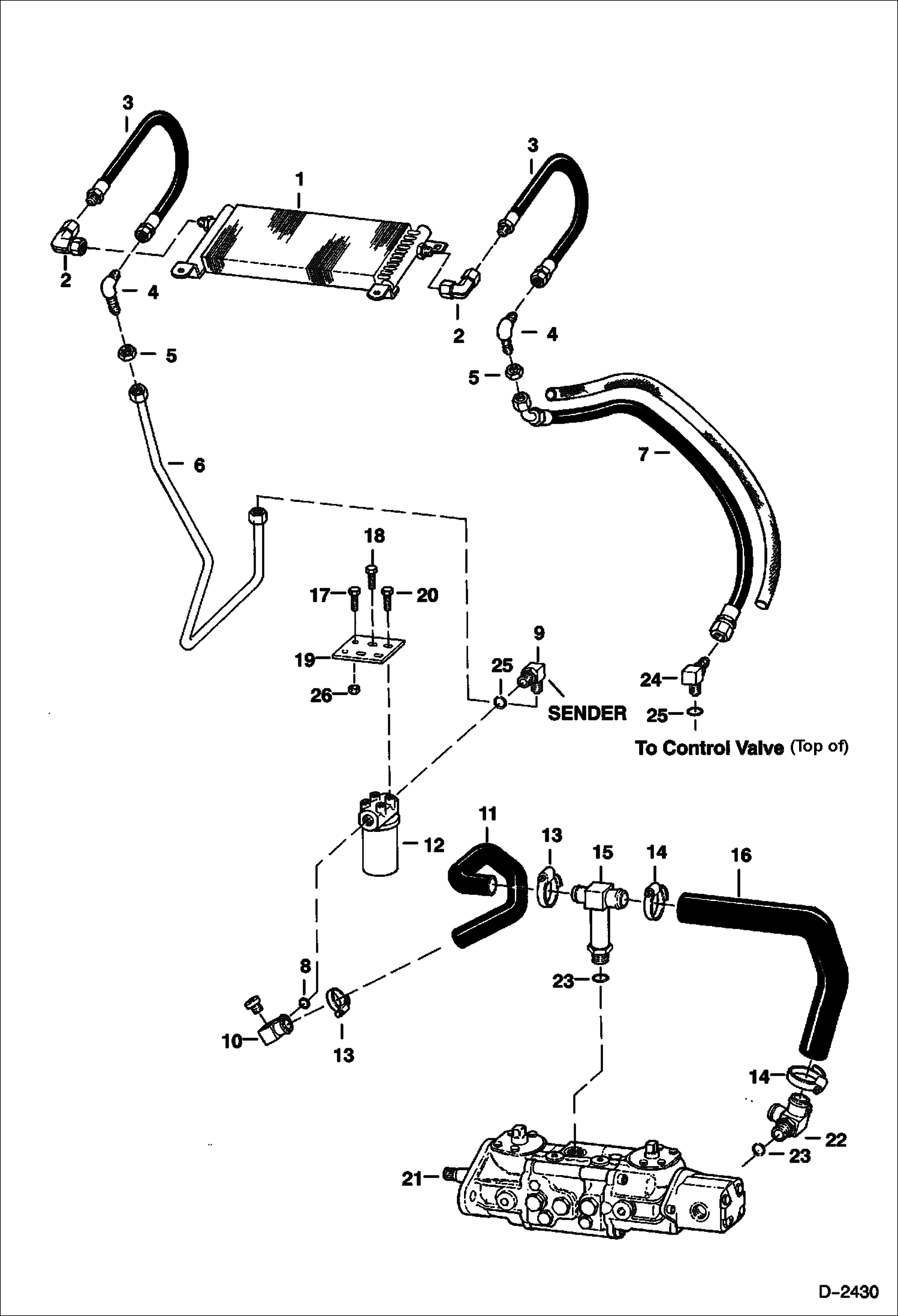 Схема запчастей Bobcat 800s - HYDROSTATIC CIRCUITRY (M44 Pump) (S/N 5144 25001, 5145 25001 & 5146 25001 & Above) HYDROSTATIC SYSTEM