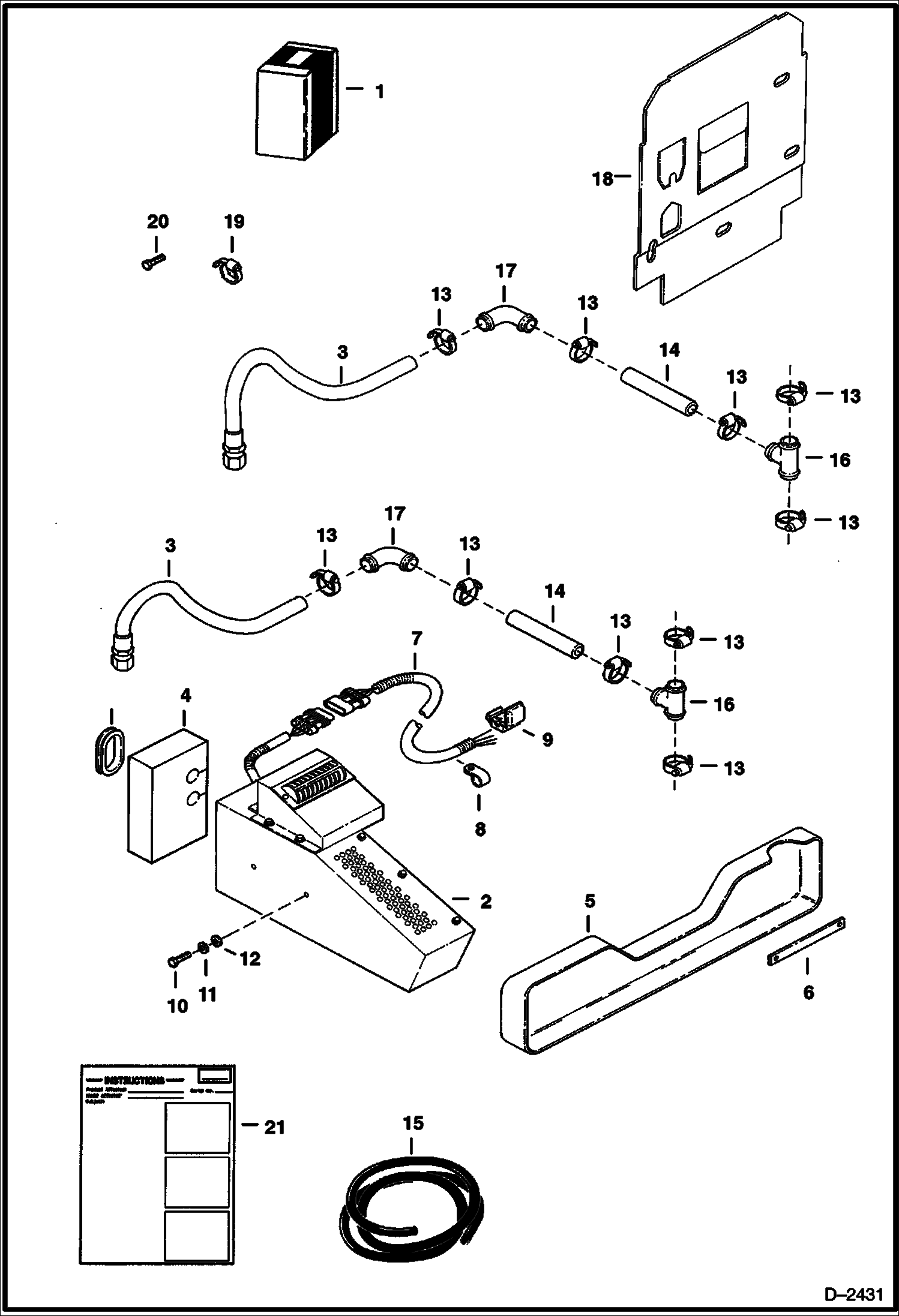 Схема запчастей Bobcat 800s - HEATER - DUAL (Auxiliary Heater Kit) ACCESSORIES & OPTIONS