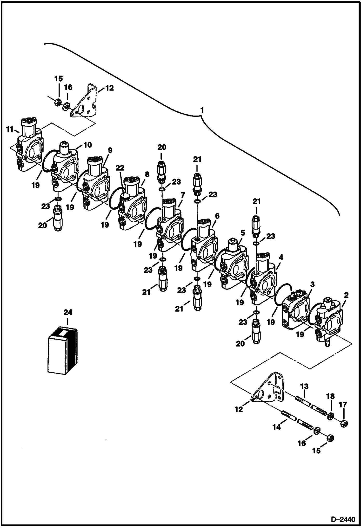 Схема запчастей Bobcat 328 - CONTROL VALVE (S/N 232312386 & Below, 232412117 & Below, 232412128 & 12129) HYDRAULIC SYSTEM