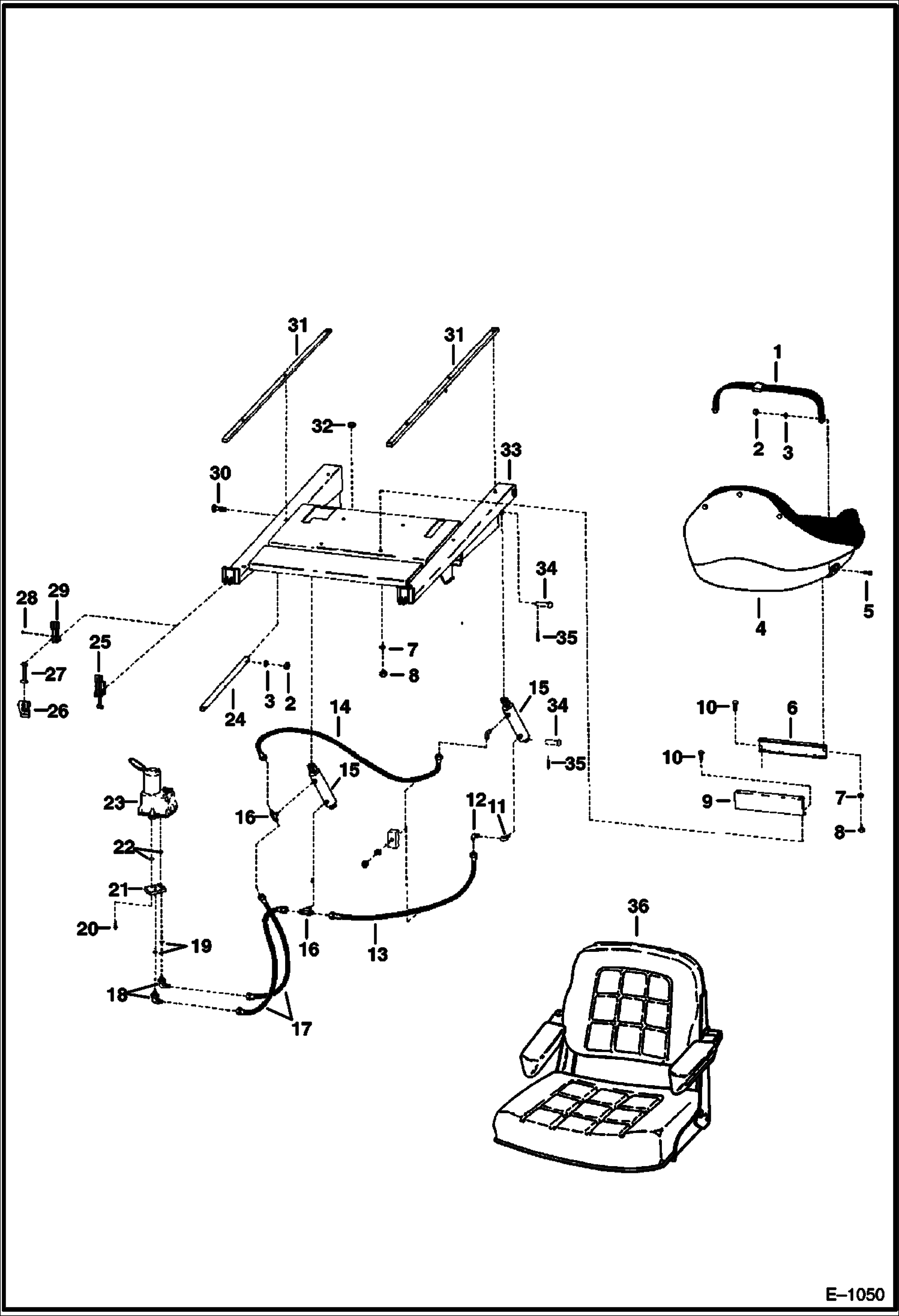 Схема запчастей Bobcat 900s - CAB TILT & SEAT MOUNTING MAIN FRAME