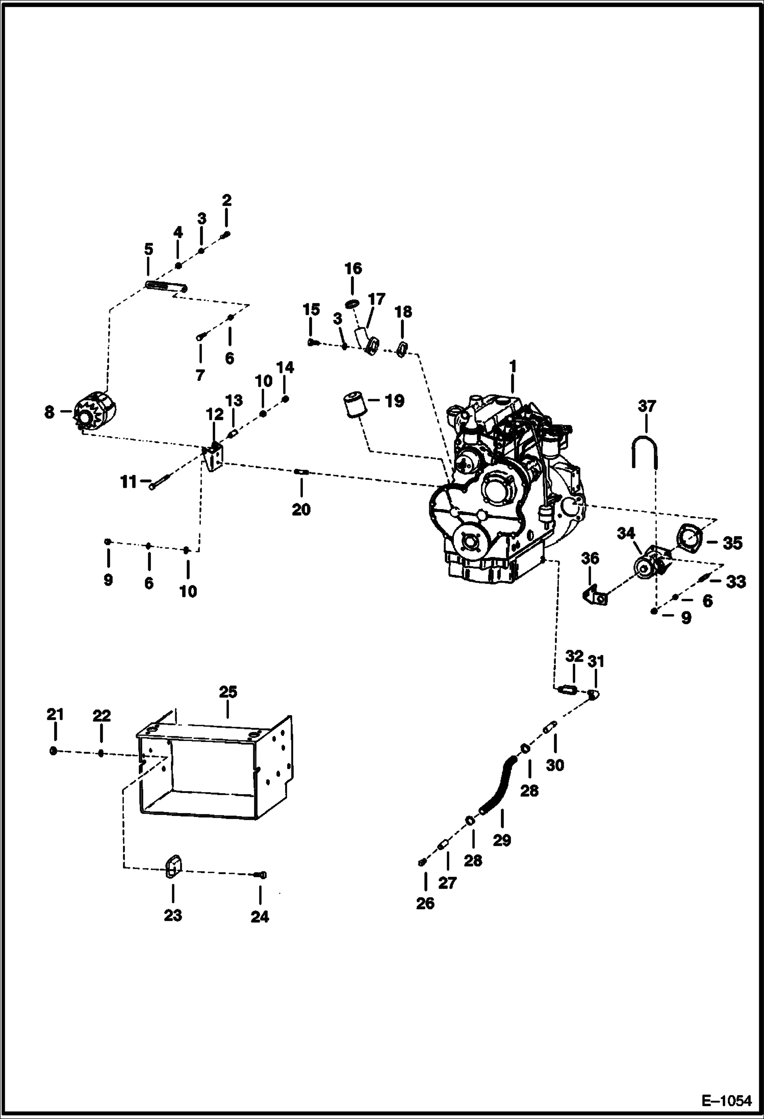 Схема запчастей Bobcat 900s - ENGINE LUBRICATION & ELECTRICAL ATTACHING PARTS (Diesel) POWER UNIT