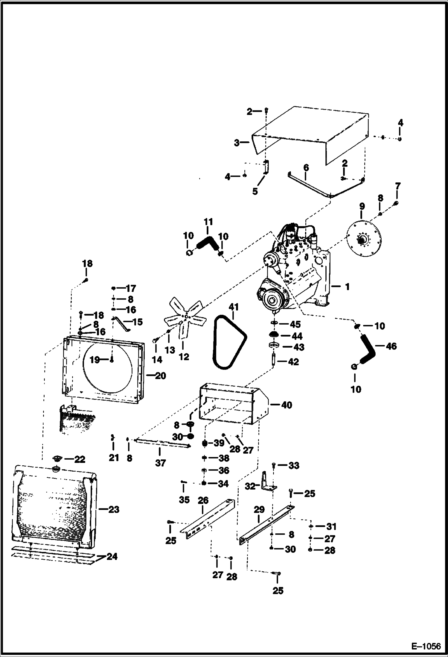 Схема запчастей Bobcat 900s - ENGINE COOLING & MOUNTING PARTS (Gasoline) POWER UNIT