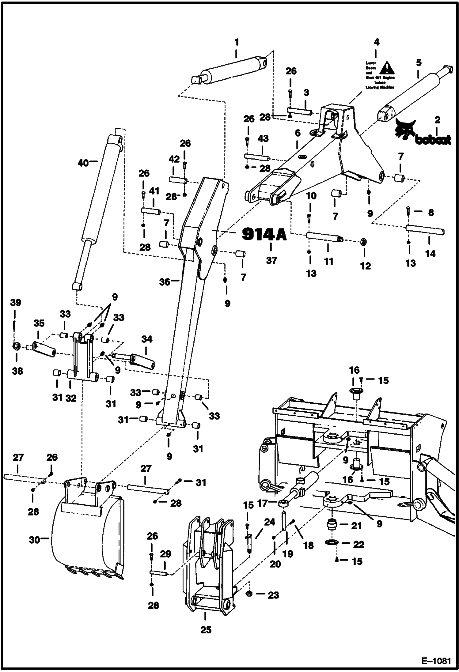 Схема запчастей Bobcat BACKHOE - BACKHOE (Boom, Dipperstick & Swing Frame) (914A) 914/914A BACKHOE