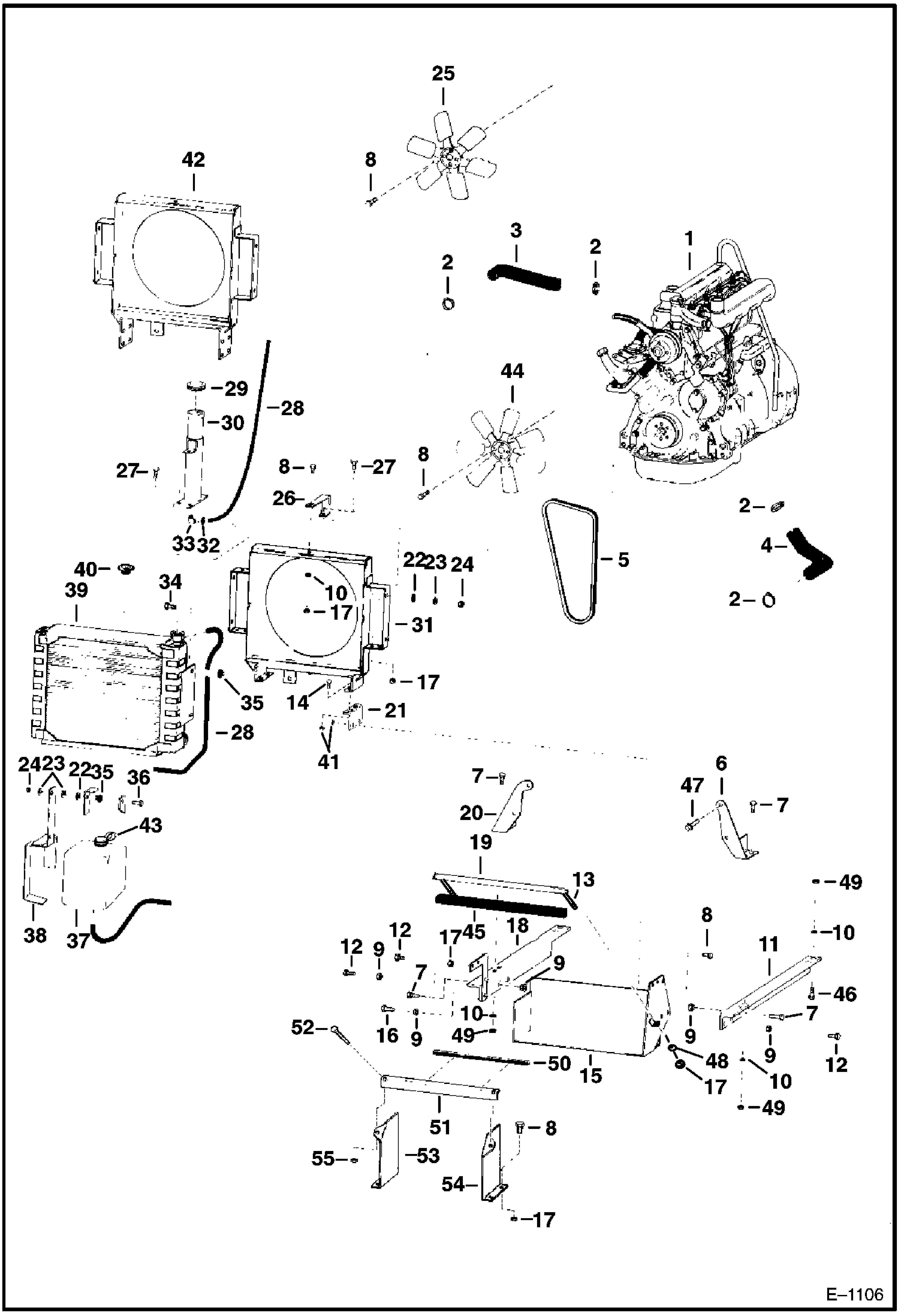 Схема запчастей Bobcat 900s - ENGINE COOLING & MOUNTING PARTS POWER UNIT