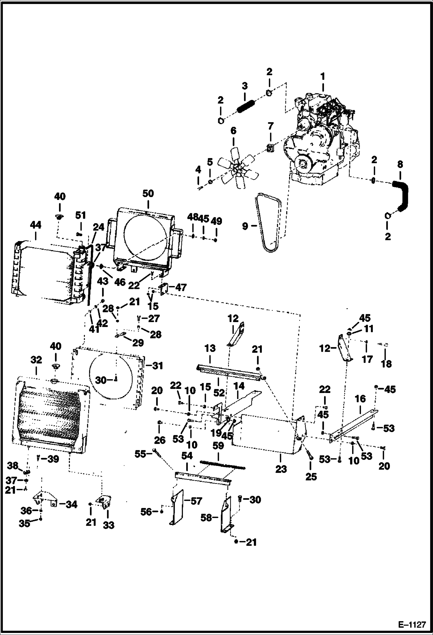 Схема запчастей Bobcat 900s - ENGINE COOLING & MOUNTING PARTS POWER UNIT