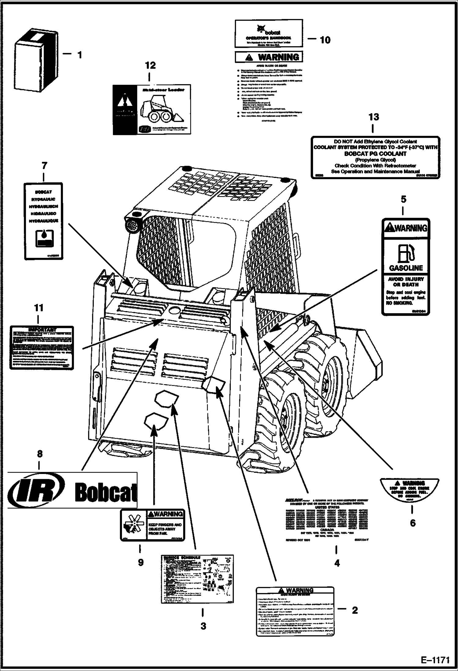 Схема запчастей Bobcat 500s - DECALS ACCESSORIES & OPTIONS