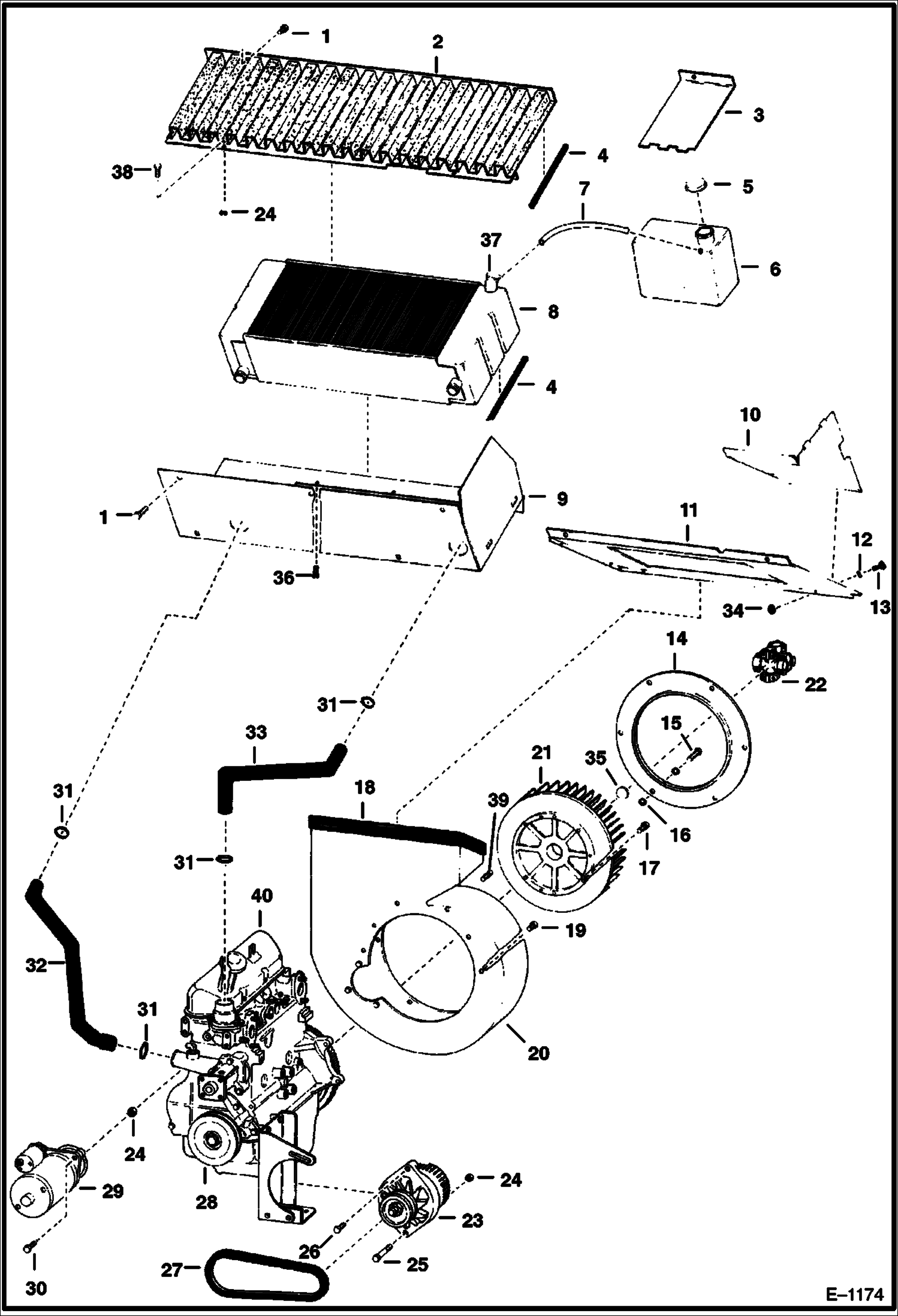 Схема запчастей Bobcat 600s - ENGINE & ATTACHING PARTS POWER UNIT