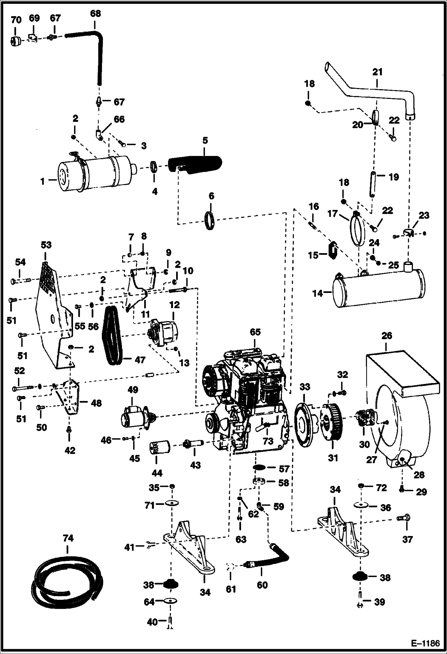 Схема запчастей Bobcat 700s - ENGINE & ATTACHING PARTS (Deutz 411) POWER UNIT