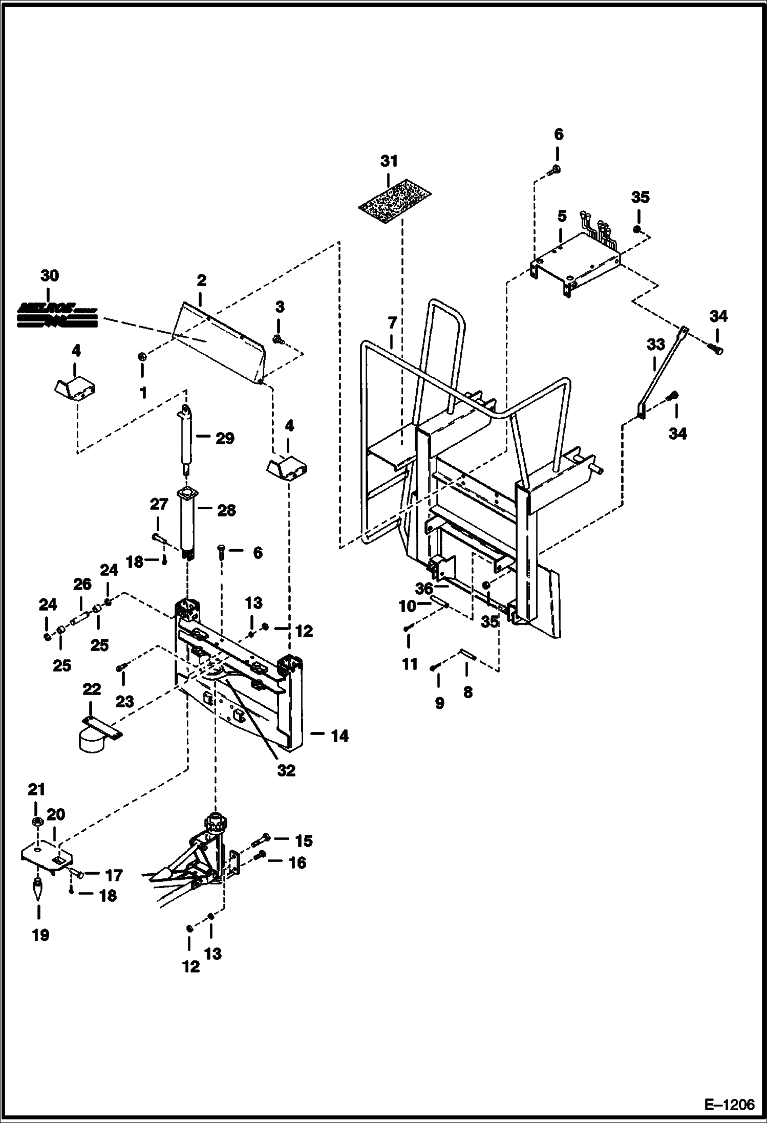 Схема запчастей Bobcat BACKHOE - BACKHOE (Main Frame) (908A) 908A/908B BACKHOE