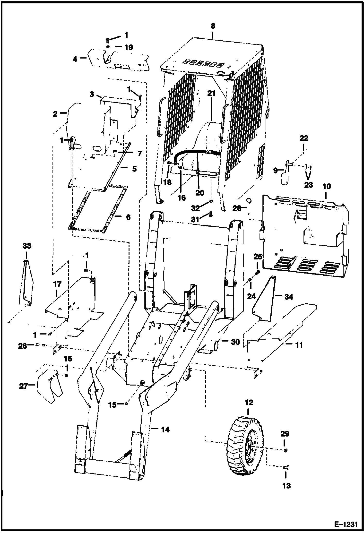 Схема запчастей Bobcat 300s - MAIN FRAME & ATTACHING PARTS MAIN FRAME