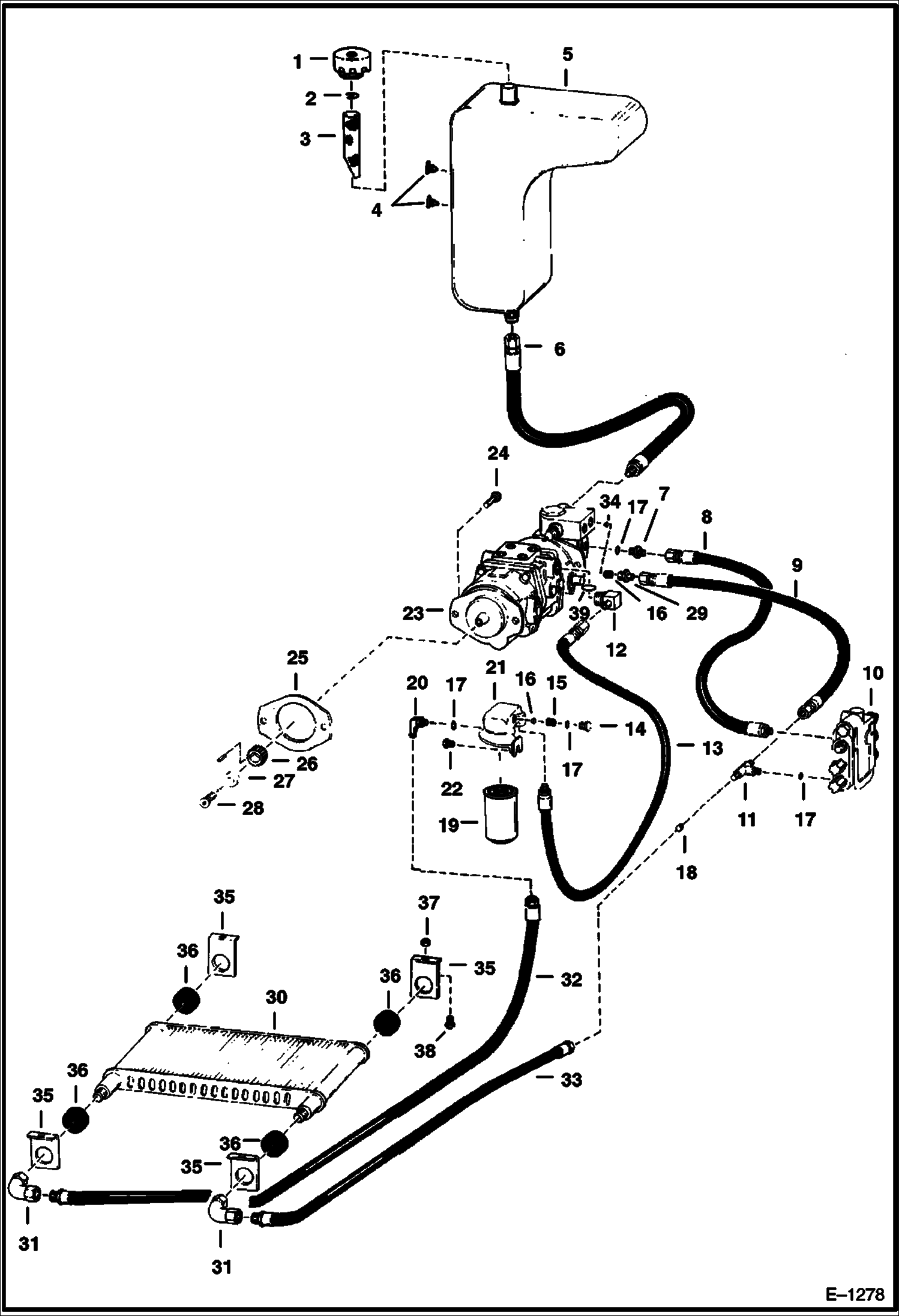 Схема запчастей Bobcat 500s - HYDROSTATIC PUMP CIRCUITRY S/N 13001 & Above HYDROSTATIC SYSTEM