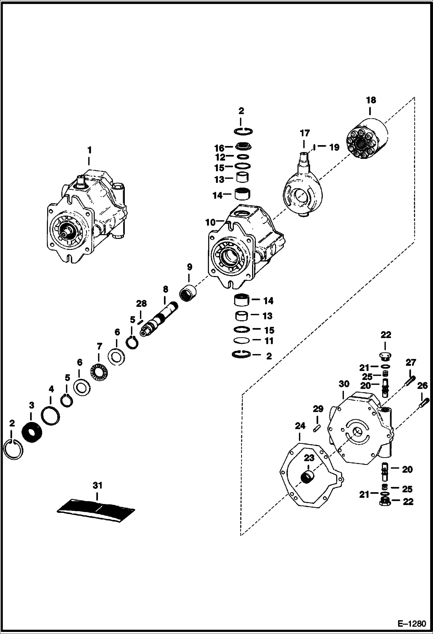 Схема запчастей Bobcat 800s - HYDROSTATIC PUMP (Rear) HYDROSTATIC SYSTEM