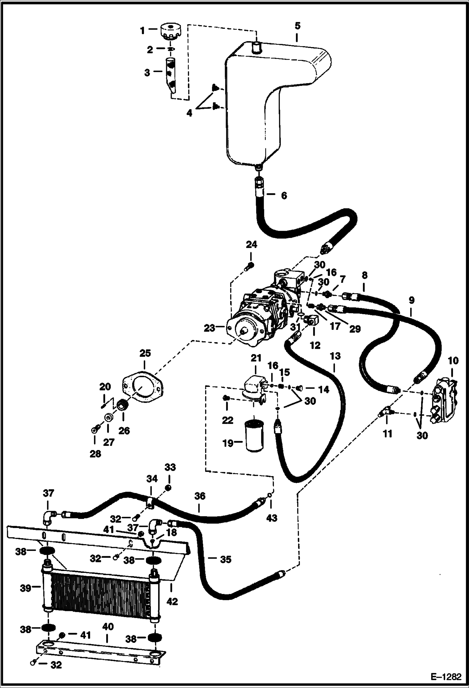 Схема запчастей Bobcat 500s - HYDROSTATIC PUMP CIRCUITRY S/N 14001 & Above HYDROSTATIC SYSTEM