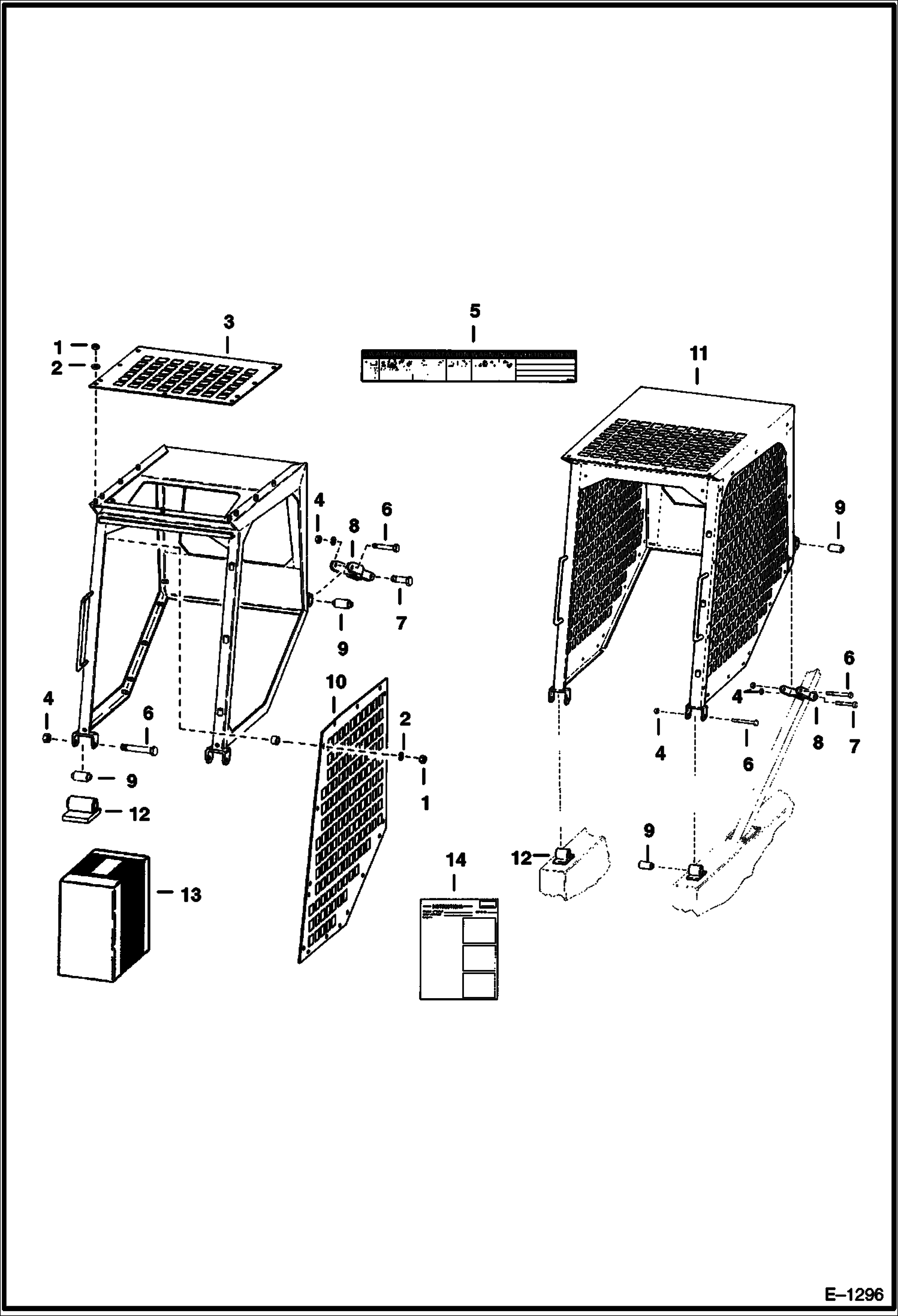 Схема запчастей Bobcat 600s - OPERATOR CAB MAIN FRAME