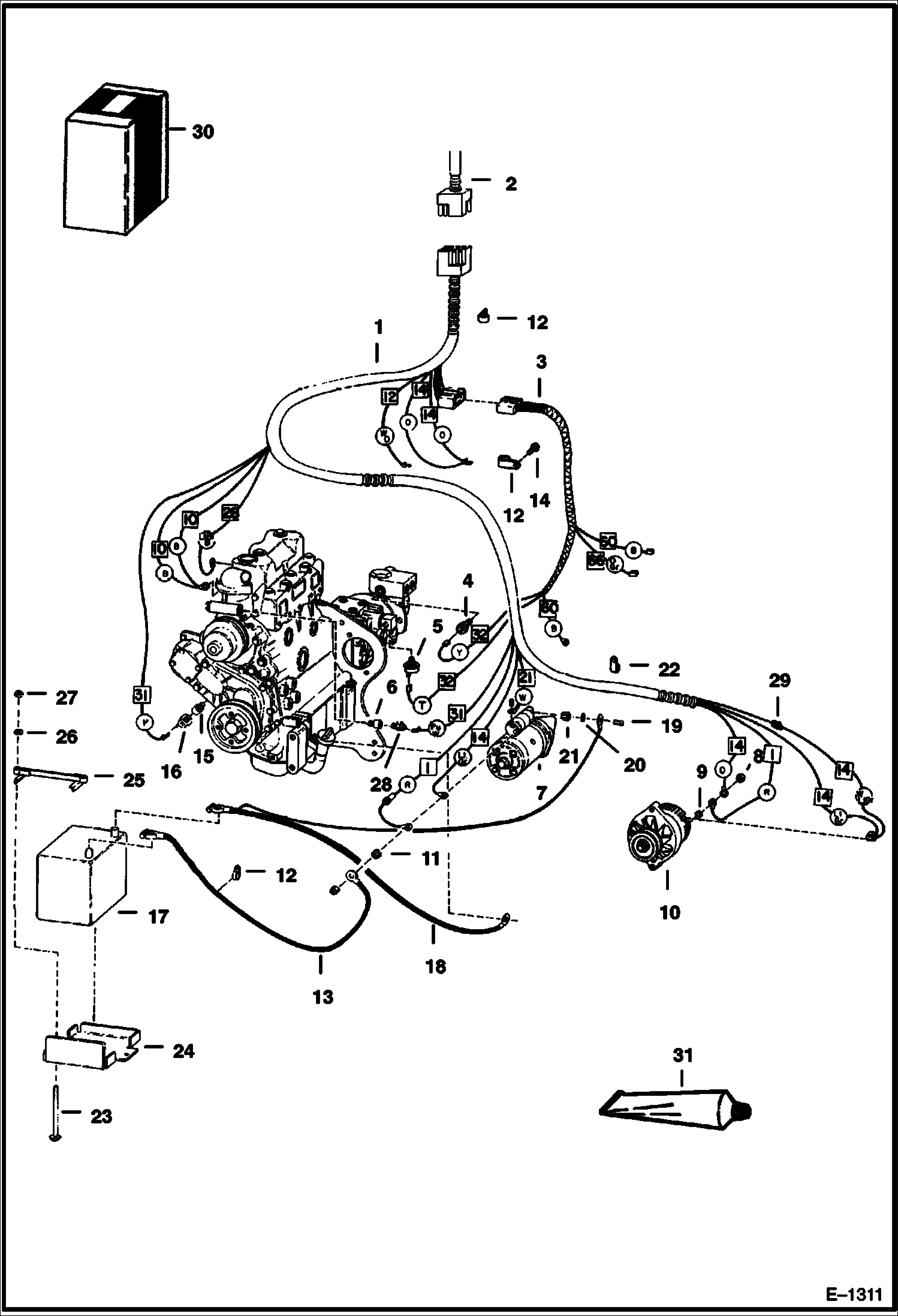 Схема запчастей Bobcat 500s - ENGINE ELECTRICAL S/N 12001 & Above ELECTRICAL SYSTEM