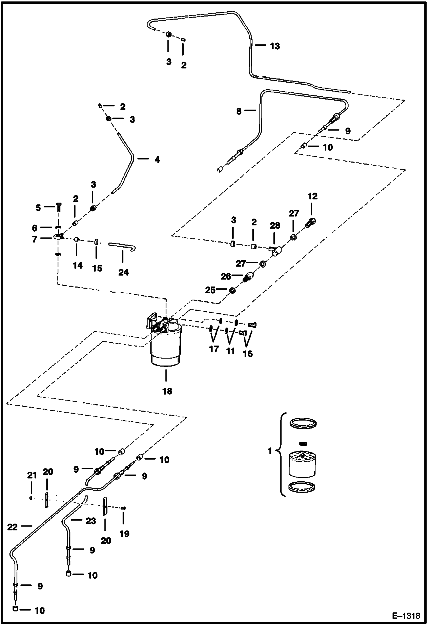 Схема запчастей Bobcat 900s - FUEL FILTER (Perkins - Engine Spec. LD 70095) POWER UNIT