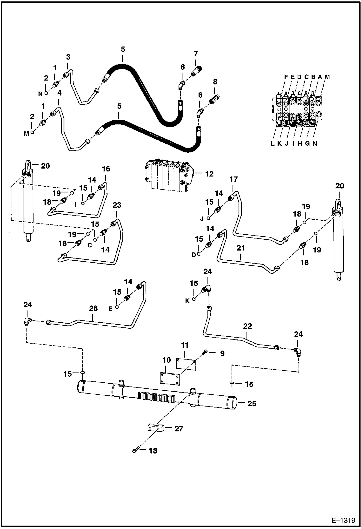 Схема запчастей Bobcat BACKHOE - BACKHOE (Main Frame Hydraulics With Cessna Valve) (909 113800101 - 02036) 909 BACKHOE