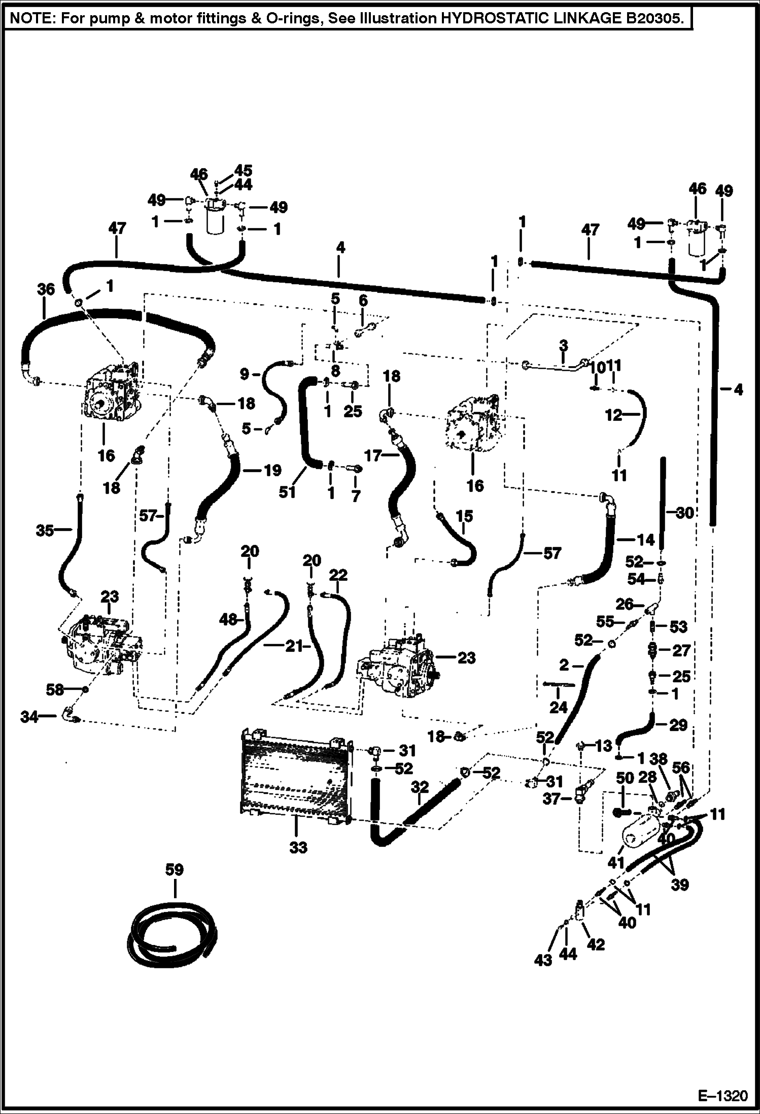 Схема запчастей Bobcat 900s - HYDROSTATIC CIRCUITRY (S/N 12366 Thru 12637) HYDROSTATIC SYSTEM