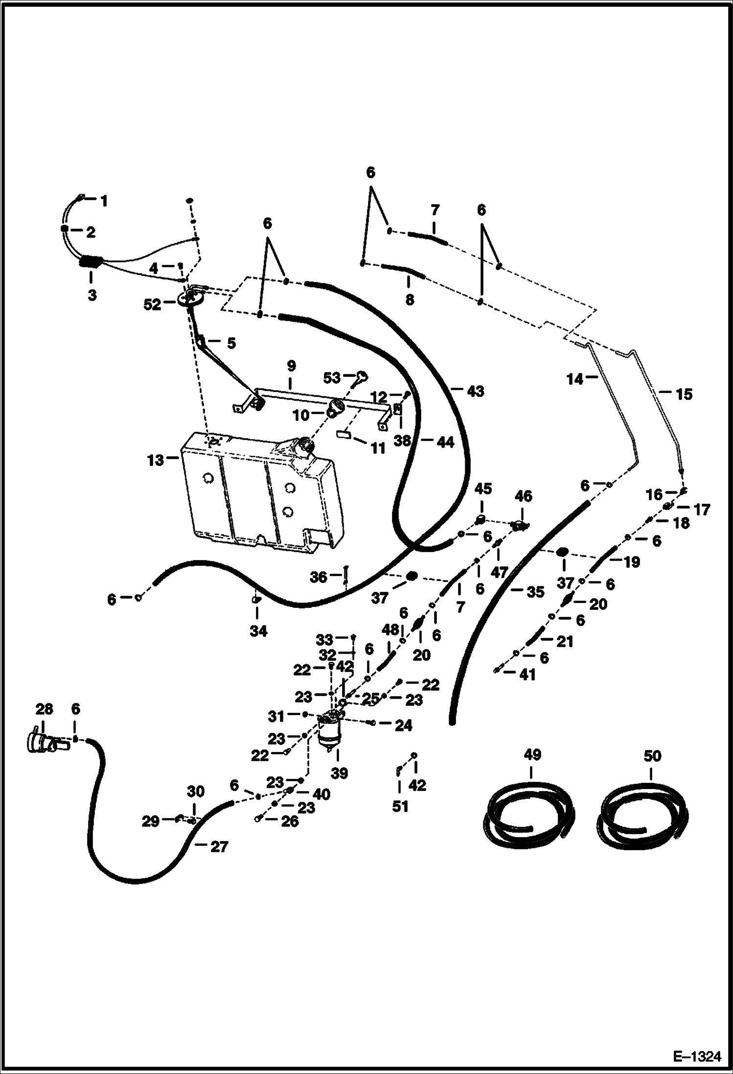 Схема запчастей Bobcat 600s - FUEL SYSTEM (S/N 13446 & Below) MAIN FRAME