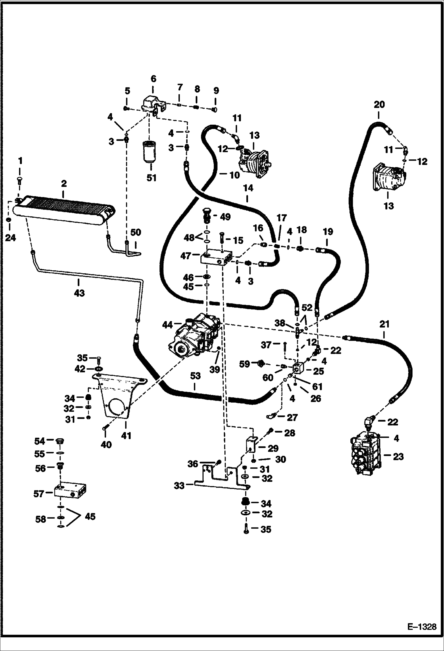 Схема запчастей Bobcat 700s - HYDROSTATIC CIRCUITRY (S/N 14999 & Below) HYDROSTATIC SYSTEM