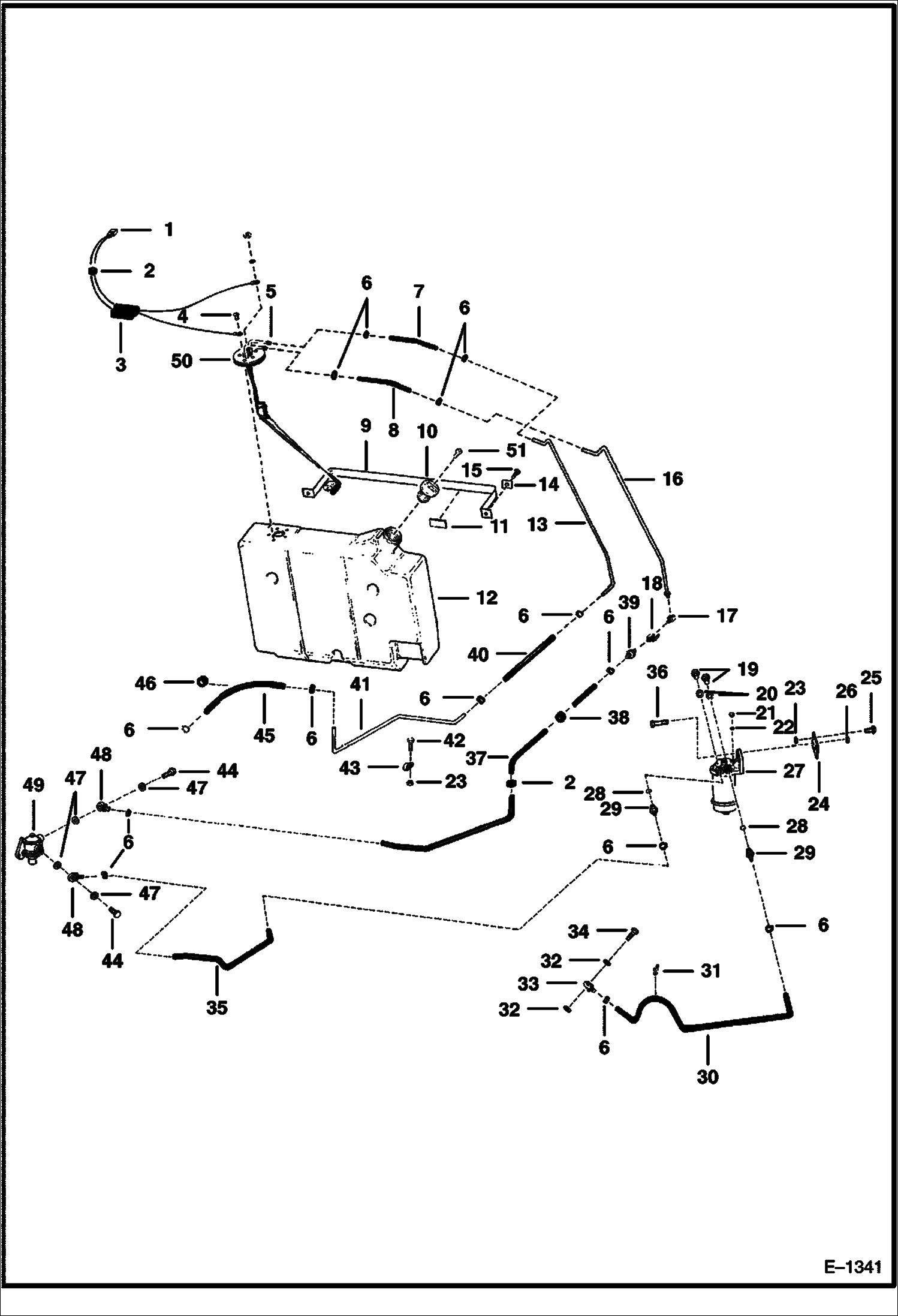 Схема запчастей Bobcat 600s - FUEL SYSTEM (S/N 11766 & Below) MAIN FRAME