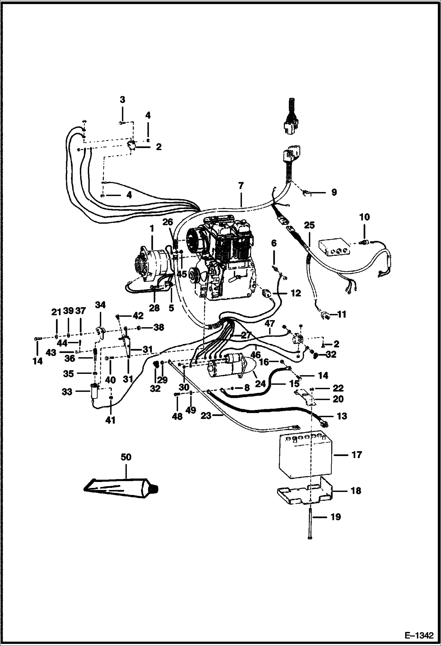 Схема запчастей Bobcat 700s - ENGINE ELECTRICAL CIRCUITRY (S/N 11886 & Below) ELECTRICAL SYSTEM