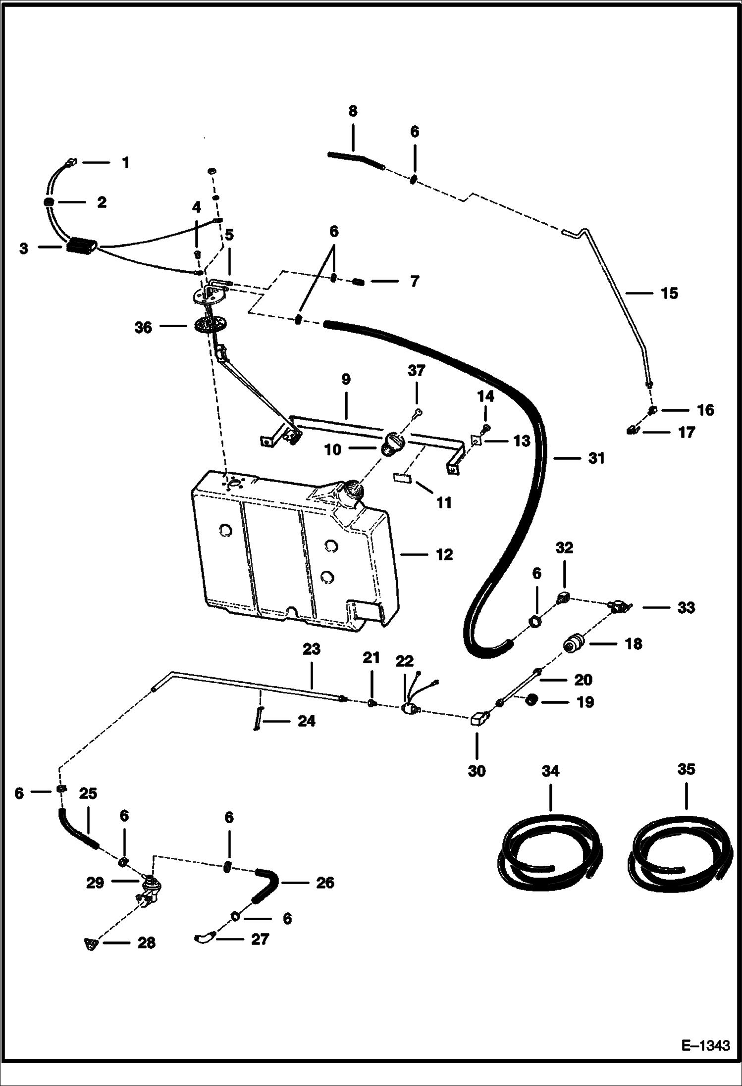 Схема запчастей Bobcat 700s - FUEL SYSTEM (S/N 15251 & Below) MAIN FRAME