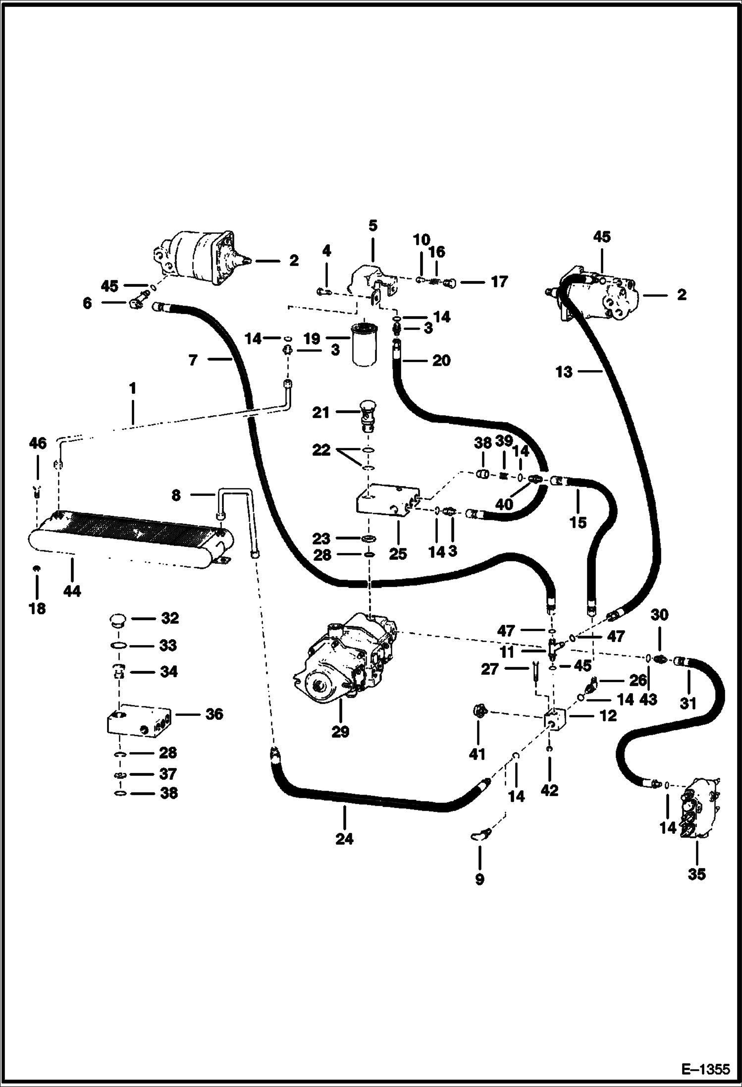 Схема запчастей Bobcat 600s - HYDROSTATIC CIRCUITRY (S/N 12999 & Below) HYDROSTATIC SYSTEM