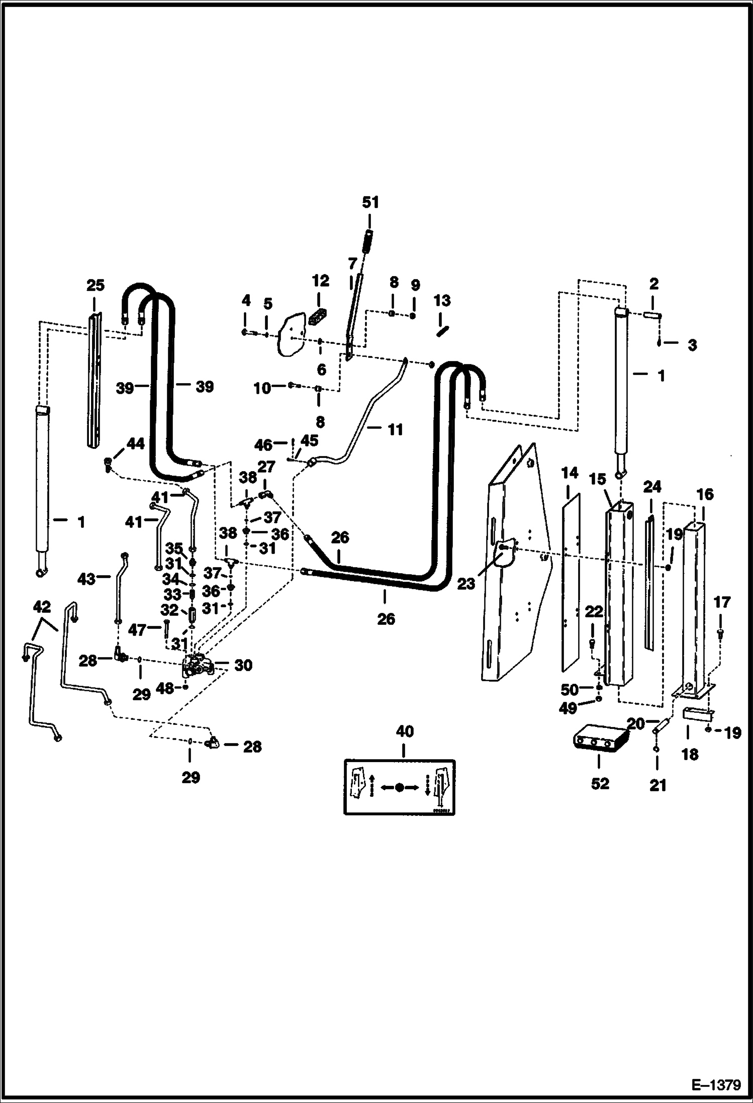 Схема запчастей Bobcat BACKHOE - BACKHOE (Rear Stabilizer With Hoses) REAR STABILIZERS