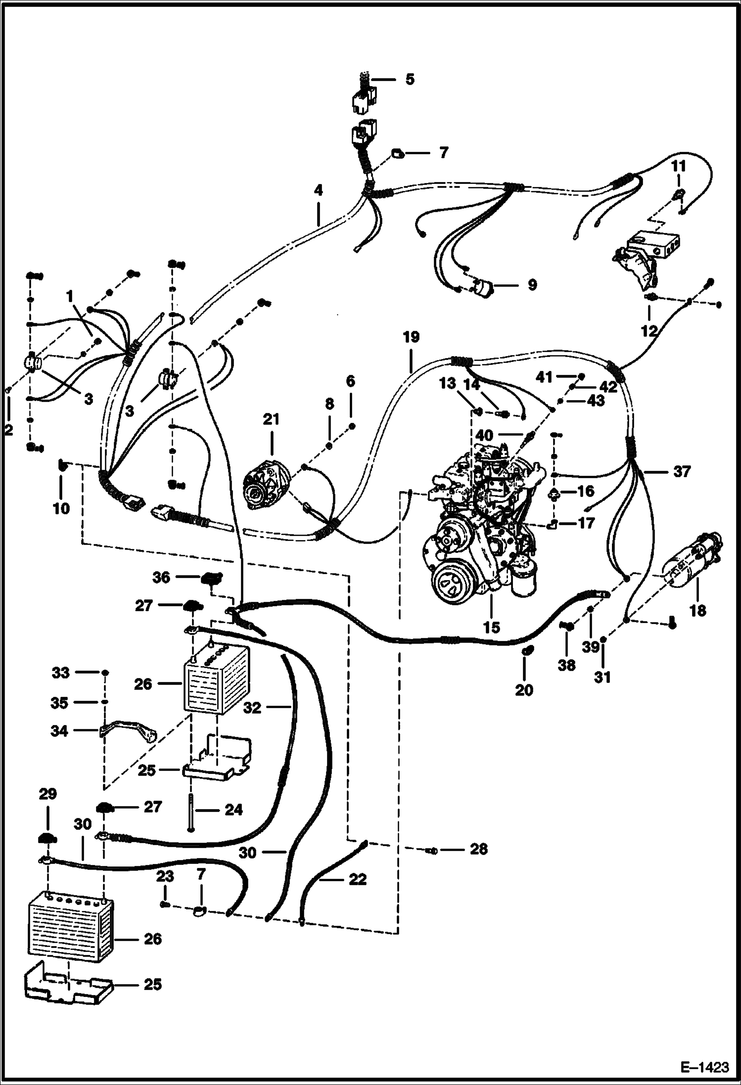 Схема запчастей Bobcat 800s - ENGINE ELECTRICAL (S/N 20376 & Below) ELECTRICAL SYSTEM