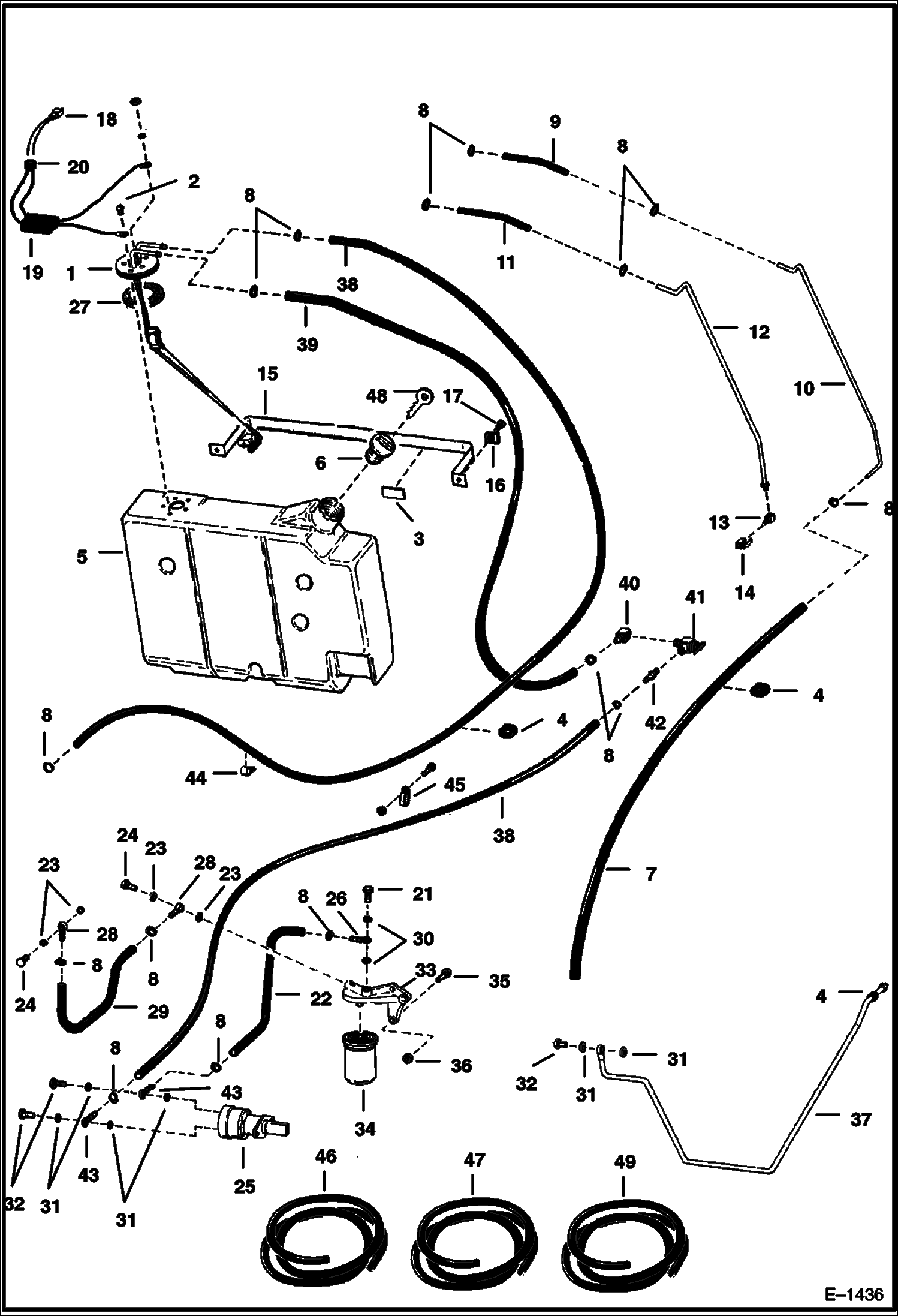 Схема запчастей Bobcat 500s - FUEL SYSTEM MAIN FRAME