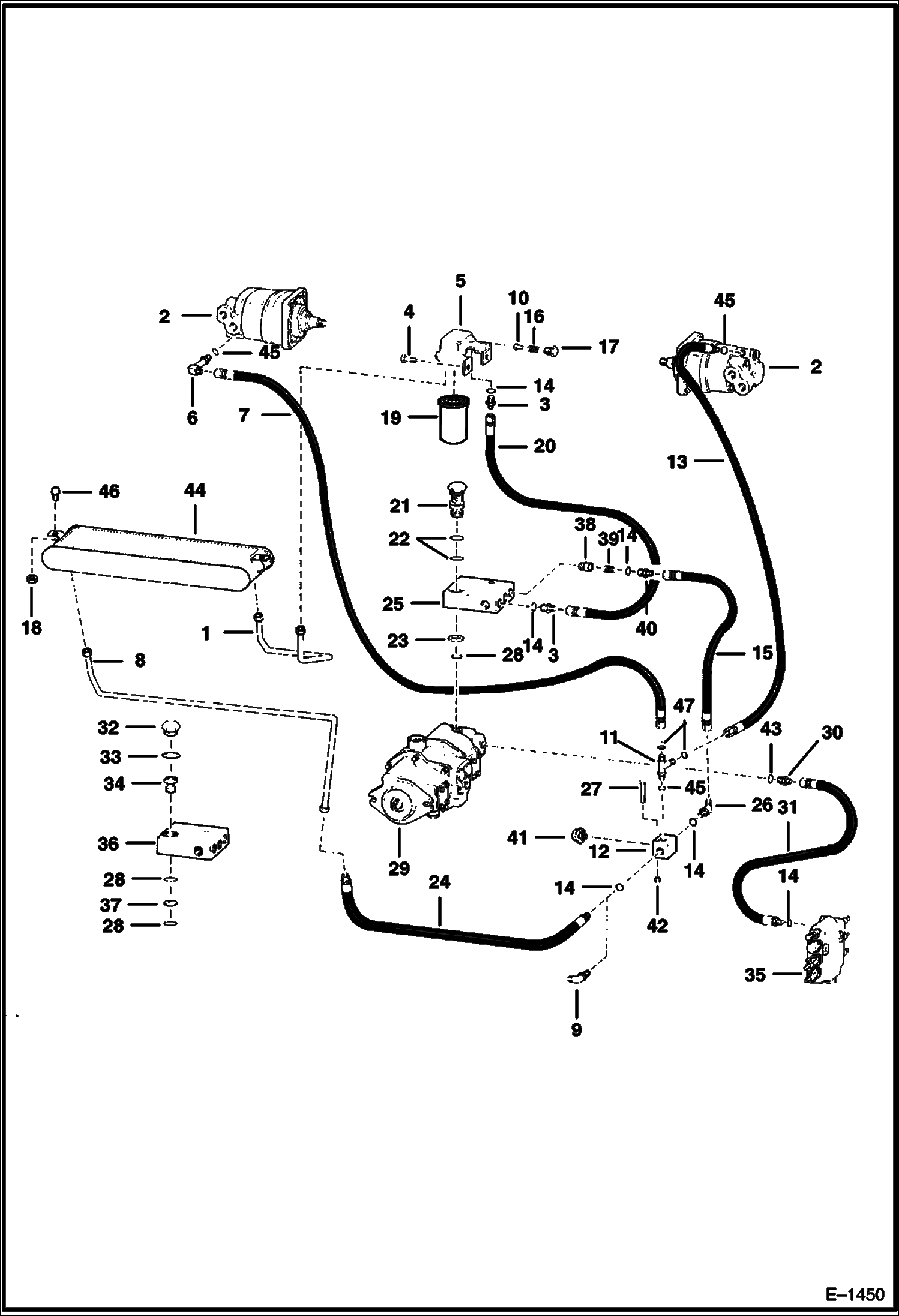 Схема запчастей Bobcat 600s - HYDROSTATIC CIRCUITRY (S/N 12999 & Below) HYDROSTATIC SYSTEM