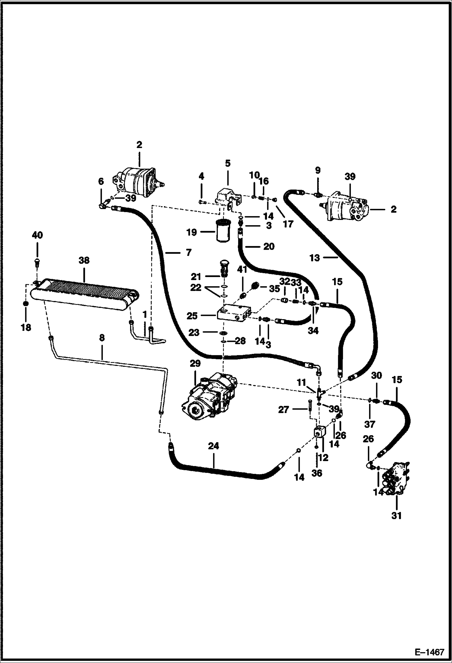 Схема запчастей Bobcat 600s - HYDROSTATIC CIRCUITRY (S/N 13001 thru 13208) HYDROSTATIC SYSTEM