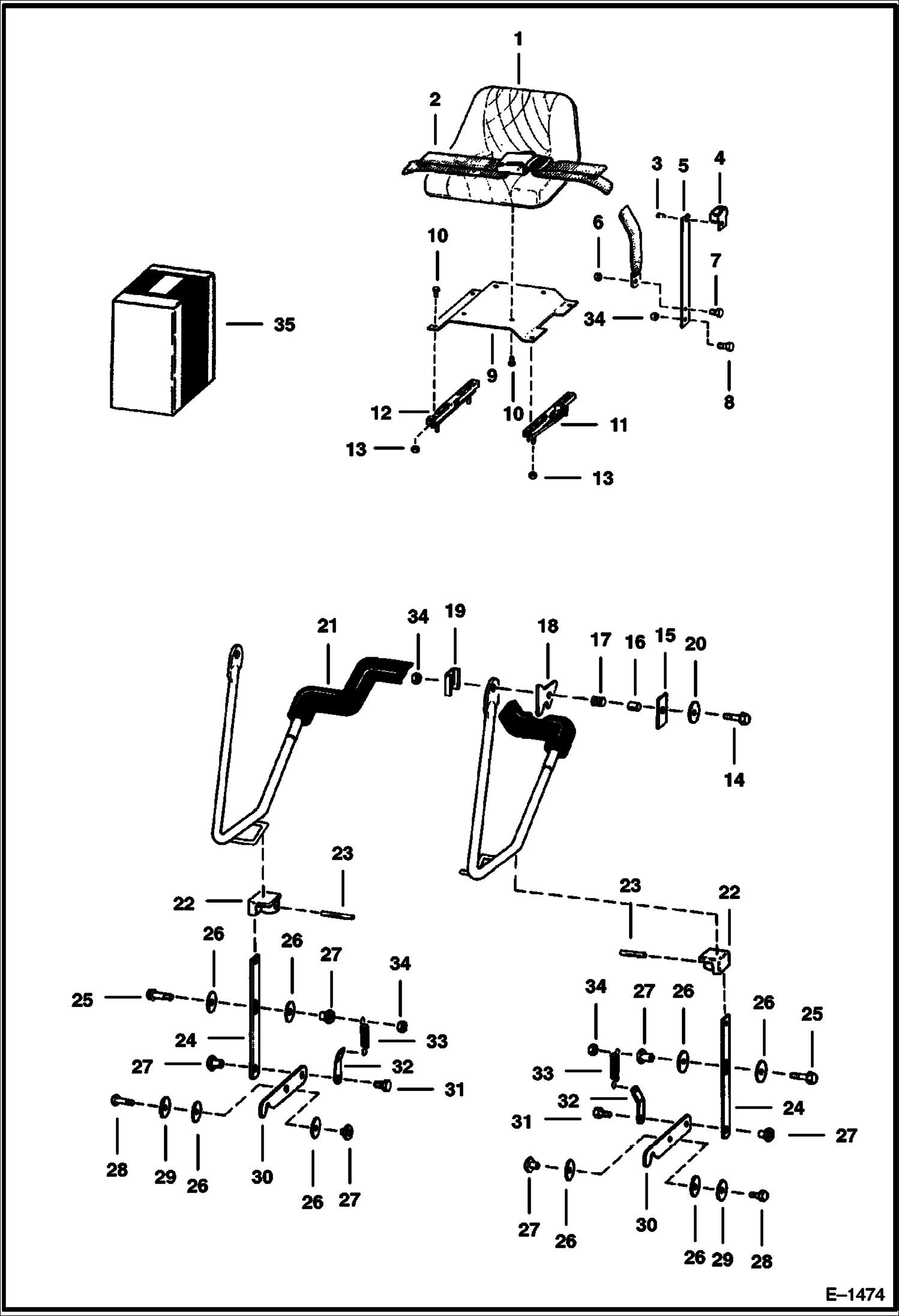 Схема запчастей Bobcat 400s - SEAT & SEAT BAR MAIN FRAME