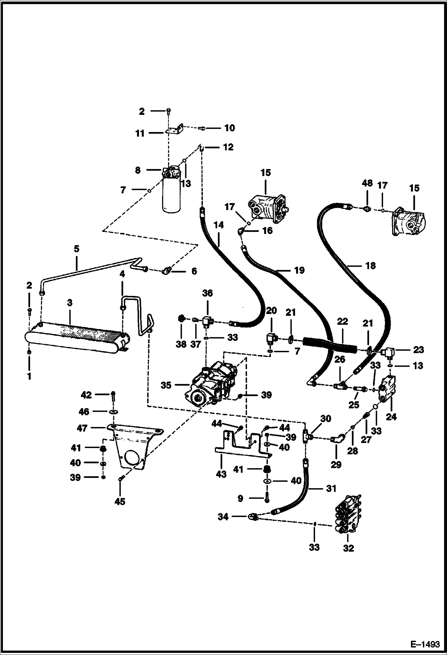 Схема запчастей Bobcat 700s - HYDROSTATIC CIRCUITRY (S/N 15001 & Above) HYDROSTATIC SYSTEM