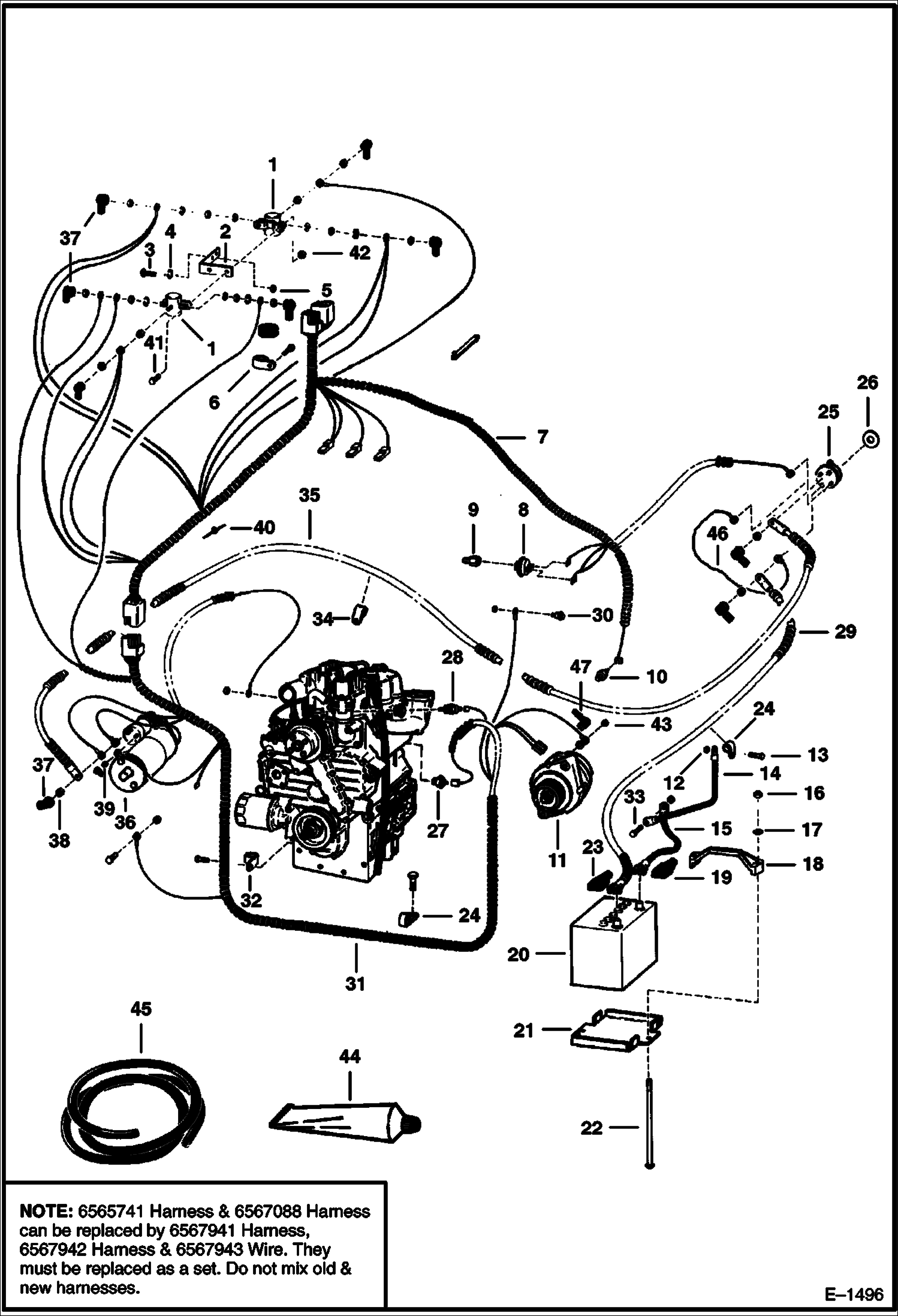 Схема запчастей Bobcat 700s - ENGINE ELECTRICAL (S/N 51377 & Below) ELECTRICAL SYSTEM