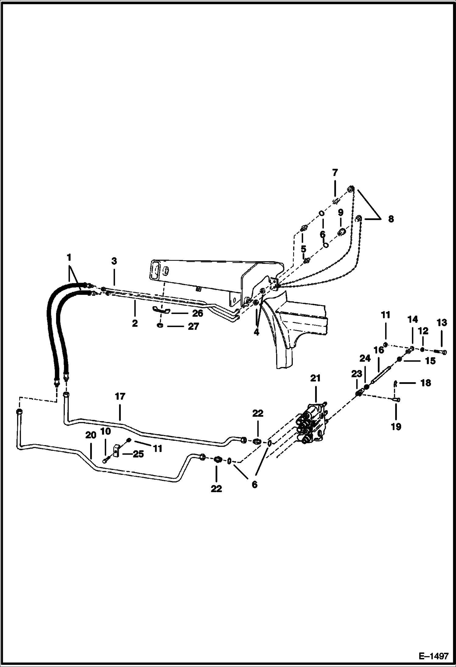 Схема запчастей Bobcat 600s - AUXILIARY HYDRAULICS (Front Aux) HYDRAULIC SYSTEM