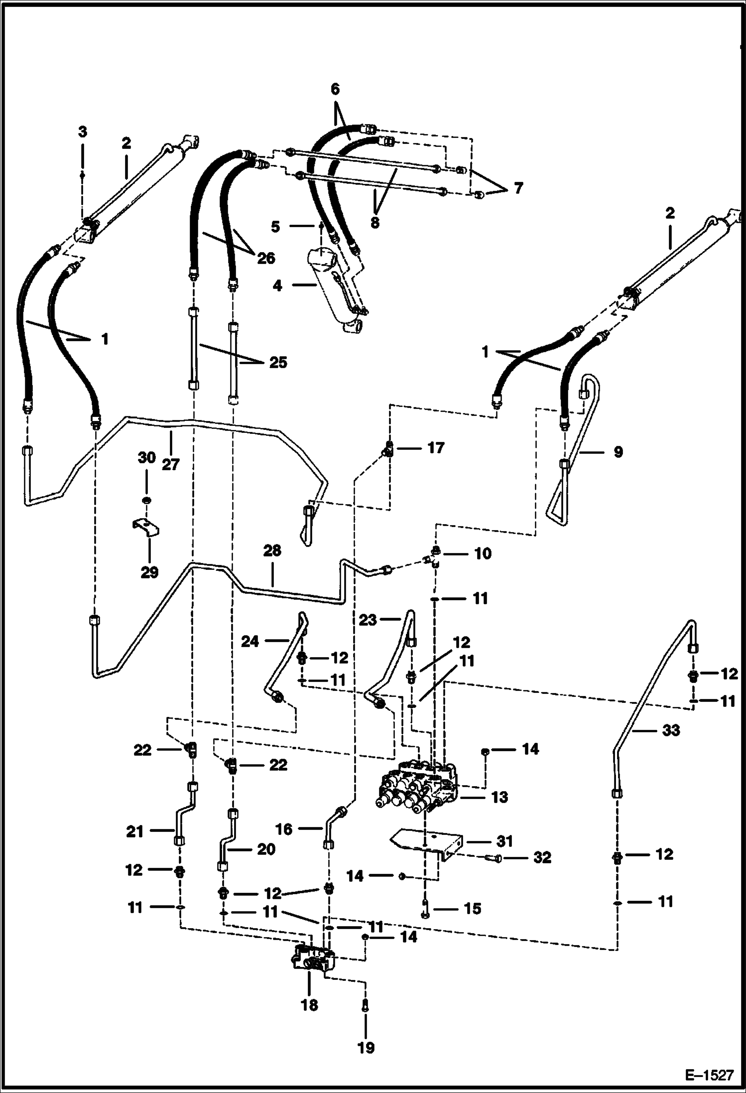 Схема запчастей Bobcat 800s - HYDRAULIC CIRCUITRY (S/N 15001 Thru 21514) HYDRAULIC SYSTEM