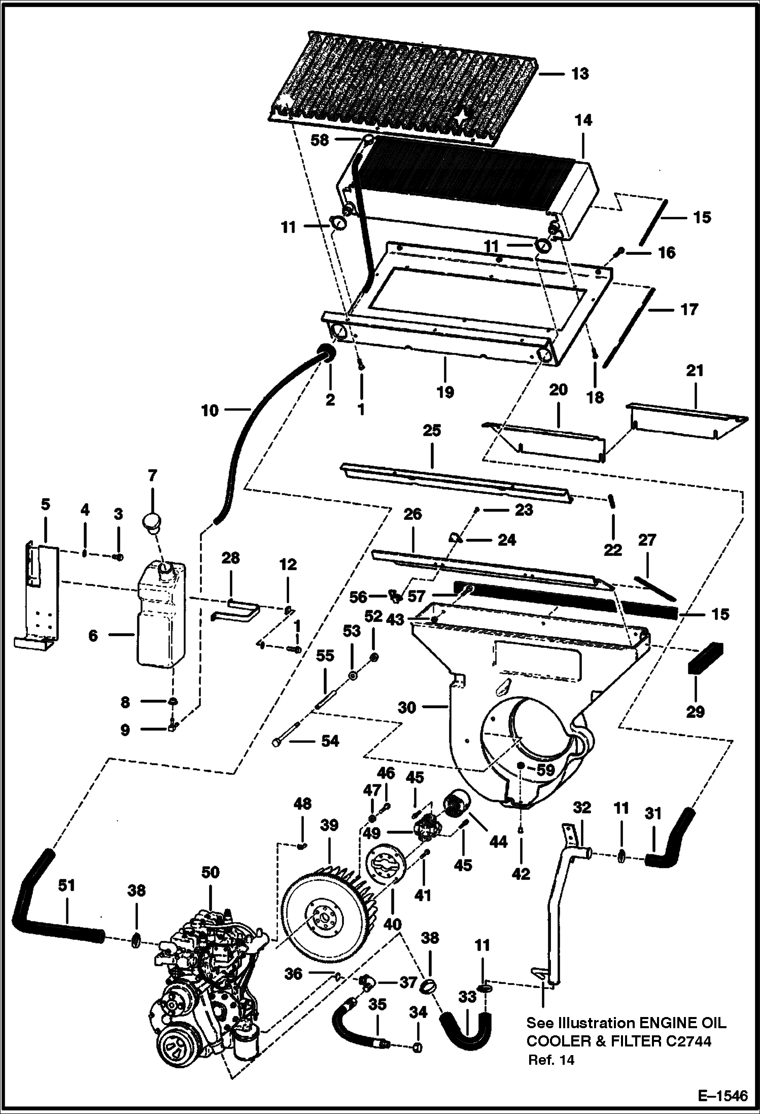 Схема запчастей Bobcat 800s - ENGINE & ATTACHING PARTS (S/N 16488 & Below) POWER UNIT