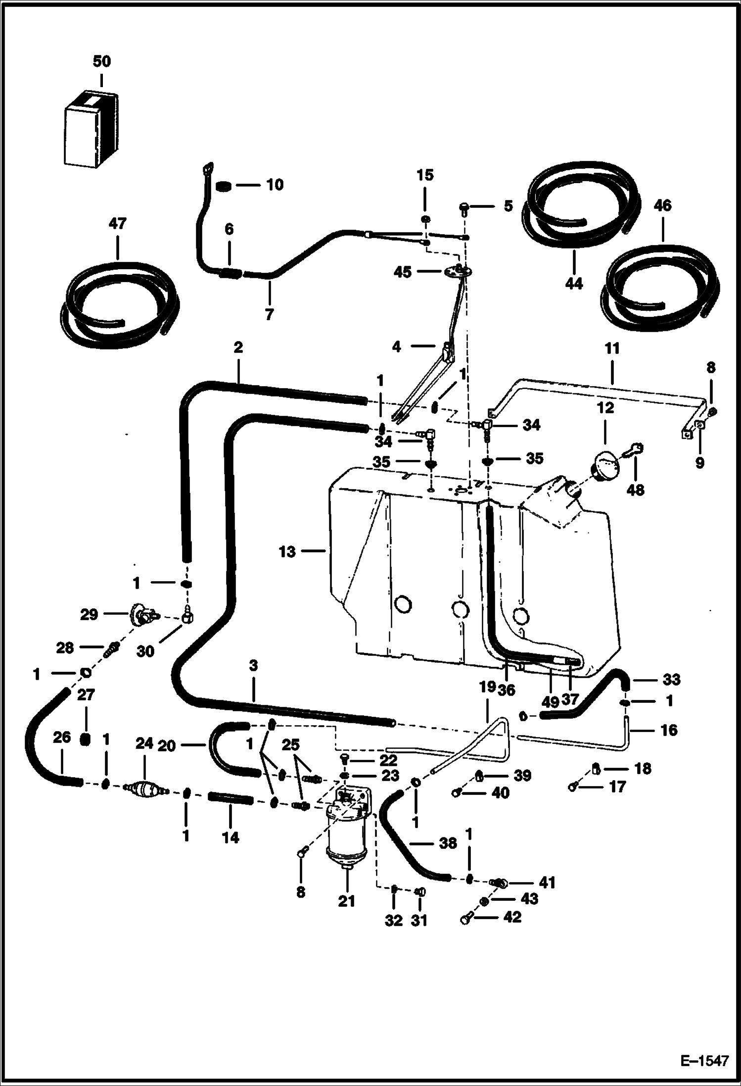 Схема запчастей Bobcat 800s - FUEL SYSTEM (S/N 13316 & Above) MAIN FRAME