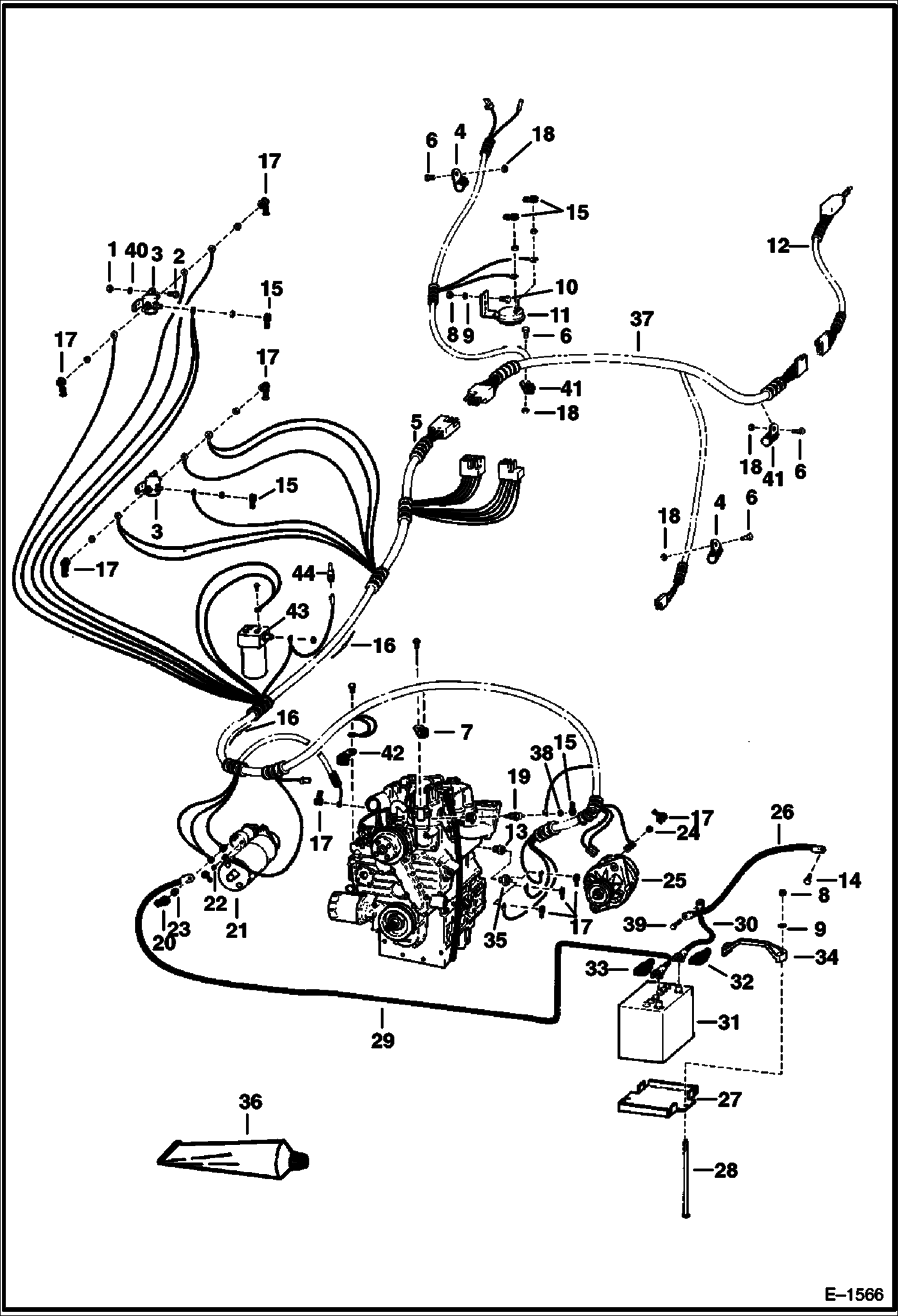 Схема запчастей Bobcat Articulated Loaders - ENGINE ELECTRICAL (S/N 11175 & Below) ELECTRICAL SYSTEM