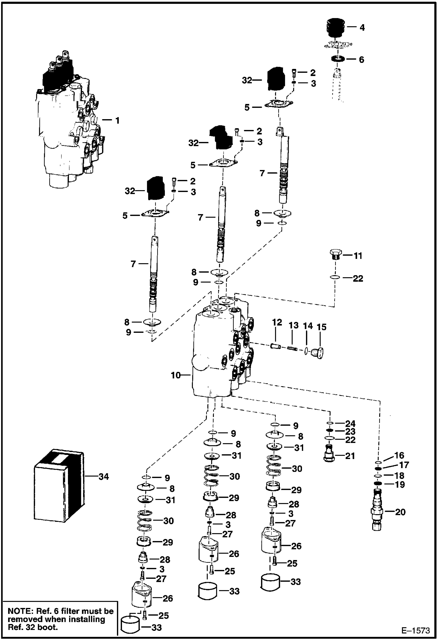 Схема запчастей Bobcat Articulated Loaders - CONTROL VALVE (3-Spool) HYDRAULIC SYSTEM