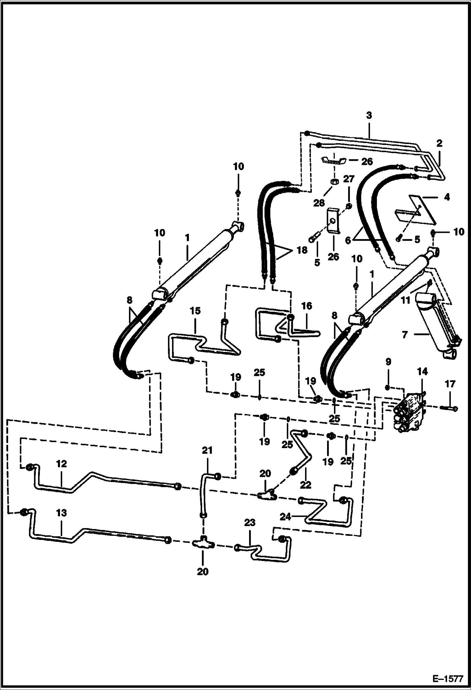 Схема запчастей Bobcat 500s - HYDRAULIC CIRCUITRY (S/N 13001 & Above) HYDRAULIC SYSTEM