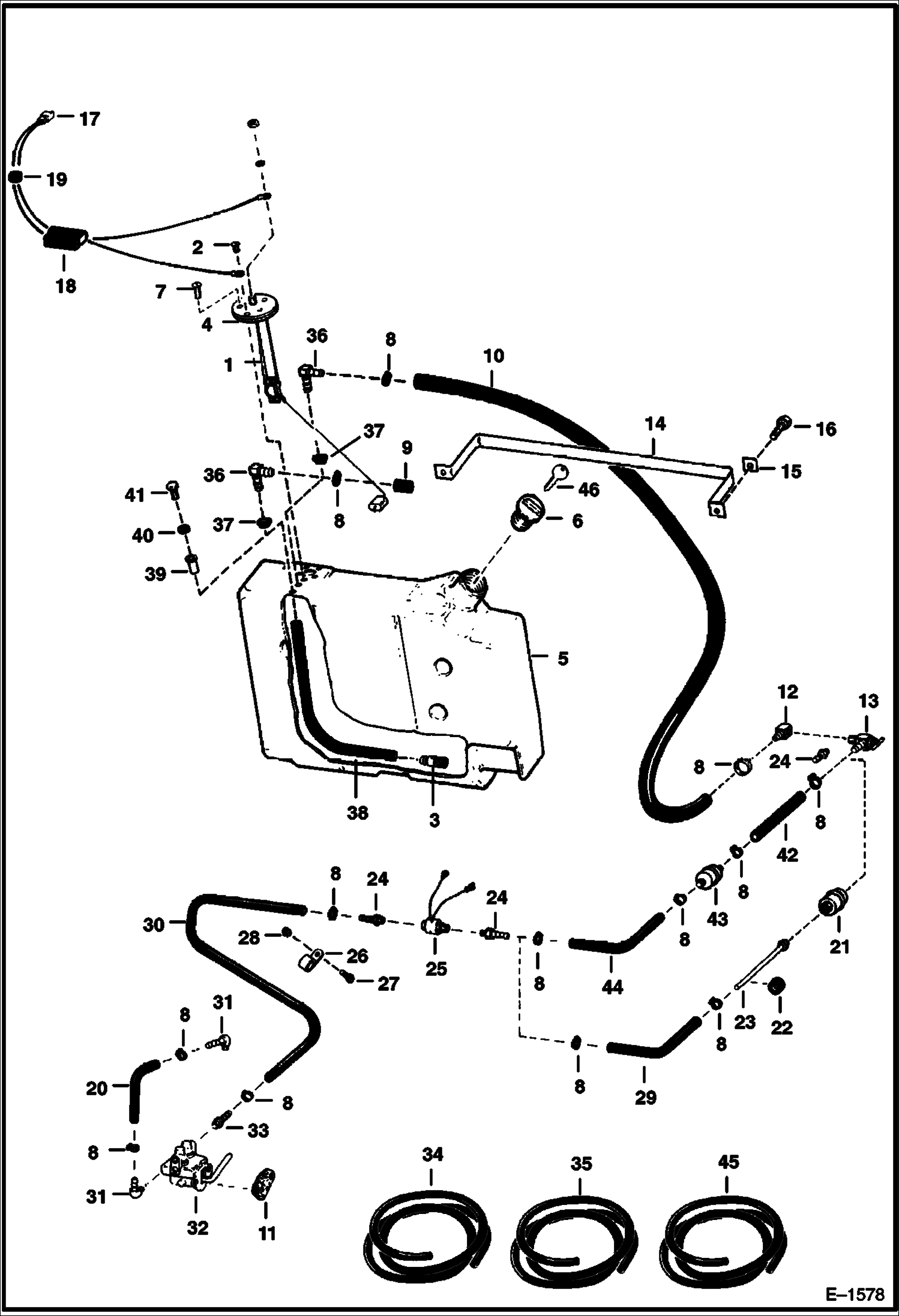 Схема запчастей Bobcat 500s - FUEL SYSTEM (S/N 13007 & Above) MAIN FRAME