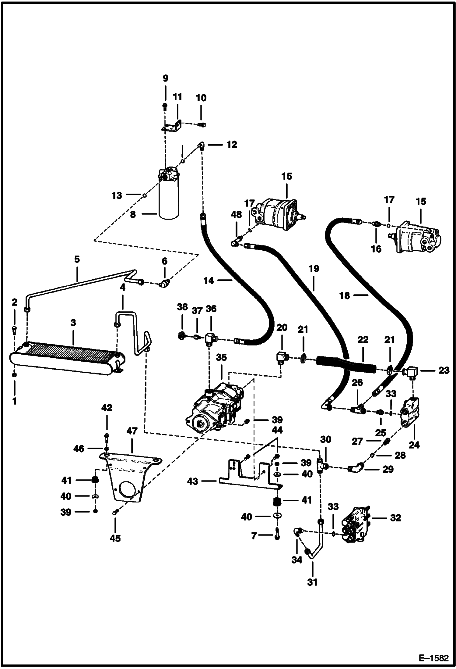 Схема запчастей Bobcat 600s - HYDROSTATIC CIRCUITRY (S/N 13209 & Above) HYDROSTATIC SYSTEM