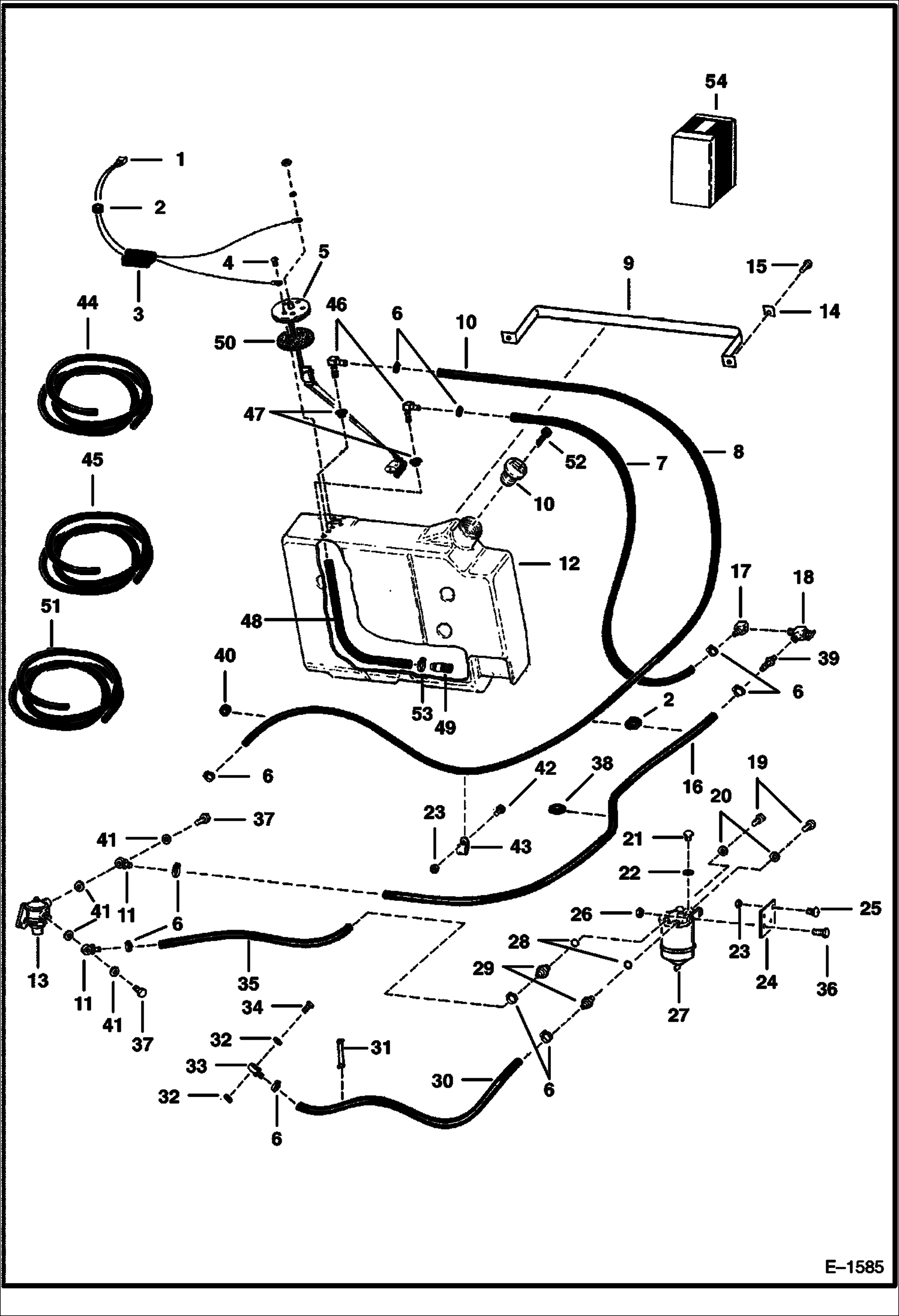 Схема запчастей Bobcat 600s - FUEL SYSTEM (S/N 13219 & Above) MAIN FRAME