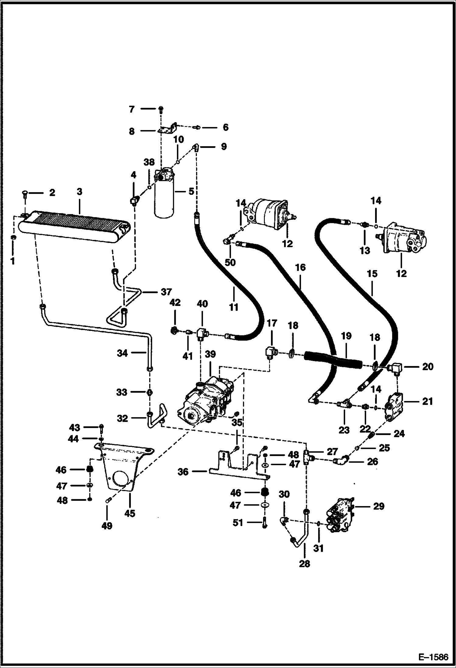 Схема запчастей Bobcat 600s - HYDROSTATIC CIRCUITRY (S/N 13524 & Above) HYDROSTATIC SYSTEM