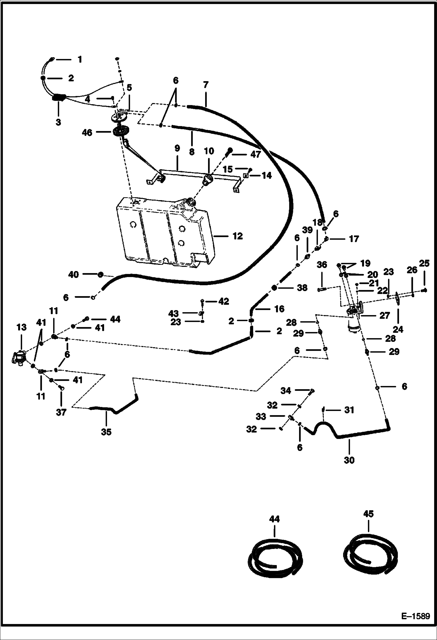 Схема запчастей Bobcat 600s - FUEL SYSTEM (S/N 11767 - 13218) MAIN FRAME