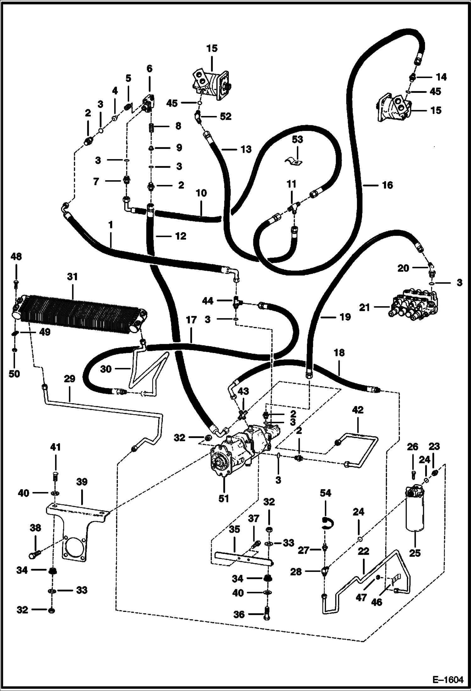 Схема запчастей Bobcat 800s - HYDROSTATIC CIRCUITRY (S/N 15623 thru 22440) HYDROSTATIC SYSTEM